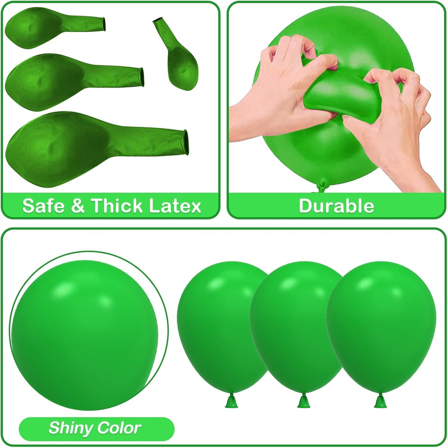 YAOWKY Green Balloons Kit - 100PCS Latex Balloons in 5, 10, 12, 18 Inches | Perfect for Parties & Events