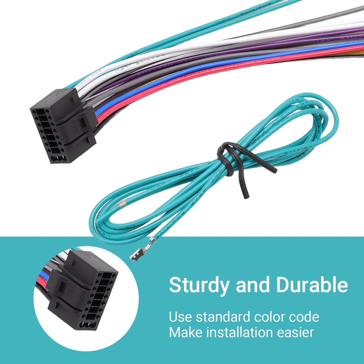 YYTQP 16 Pins Car Stereo Wiring Harness, Radio Wiring Harness Connector Compatible with Kenwood KDC KRC KMD Aftermarket