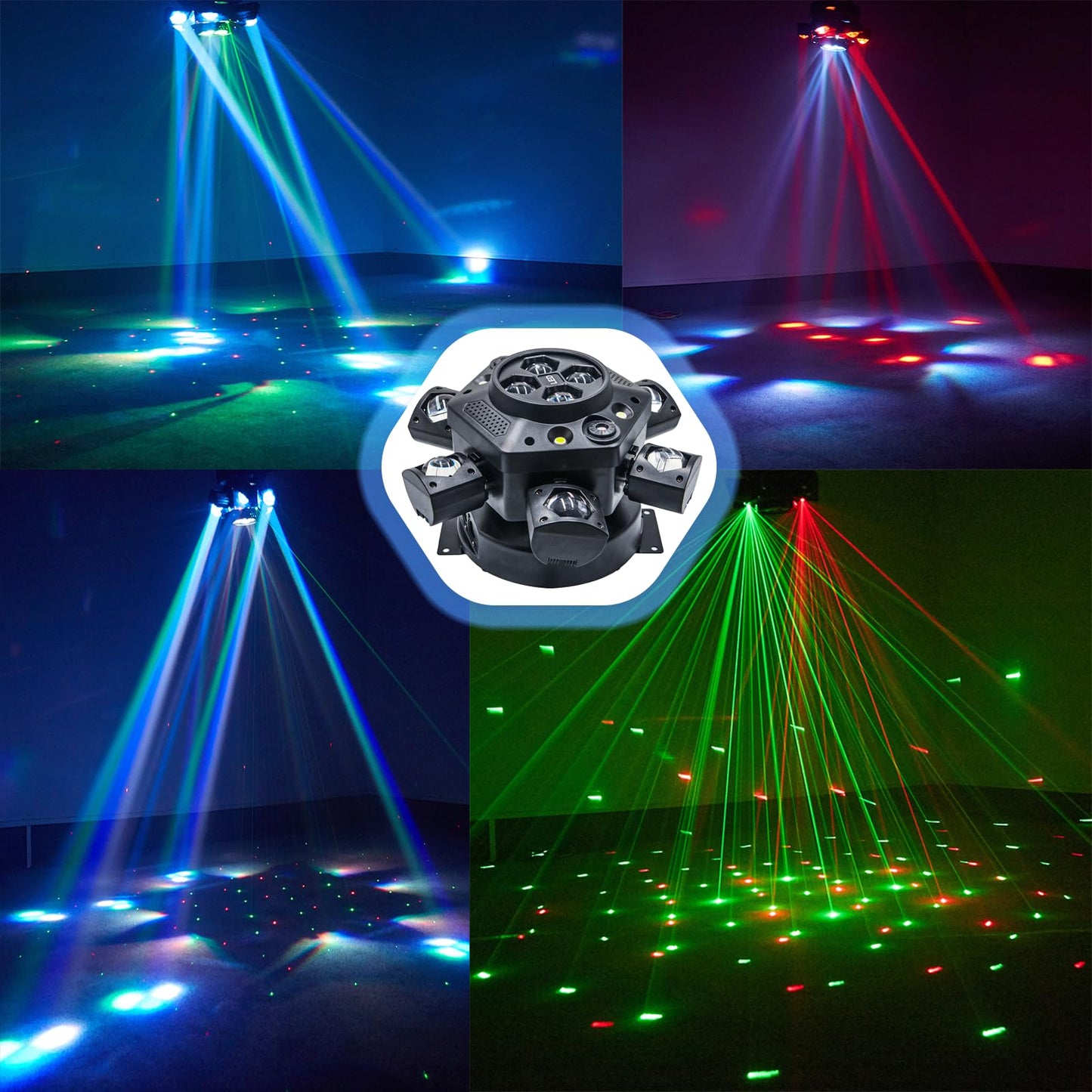 LED Six Arms Effect Light, Moving Head DJ Lights 150W DJ Laser Light 6 Arms Party Lights RGBW 4 in1, DMX512 Sound Activated with Mixed Stage Lighting Effects for Parties Disco Club Bar KTV Wedding
