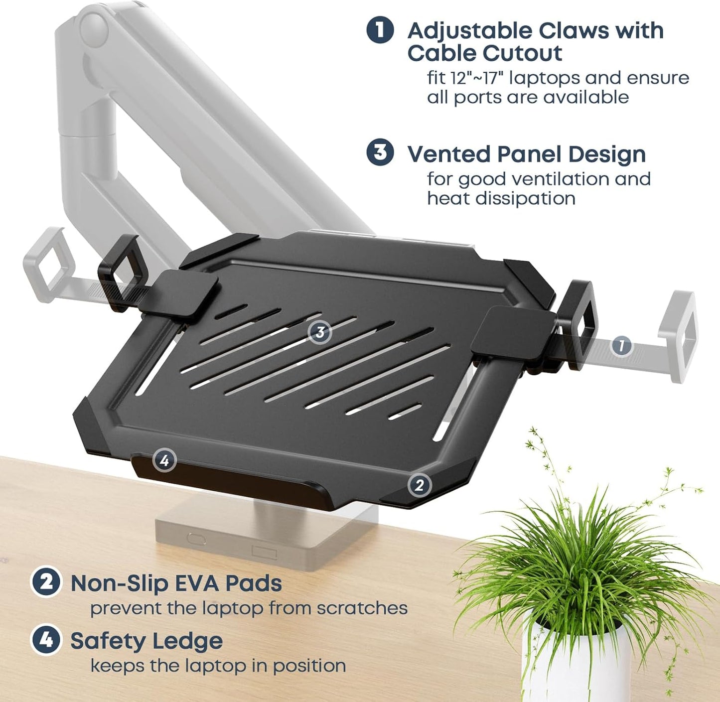WORLDLIFT 75x75mm 100x100mm 12 17 inch Laptop VESA Mount Tray Holder for Monitor Arms and Stands Clamp Notebook