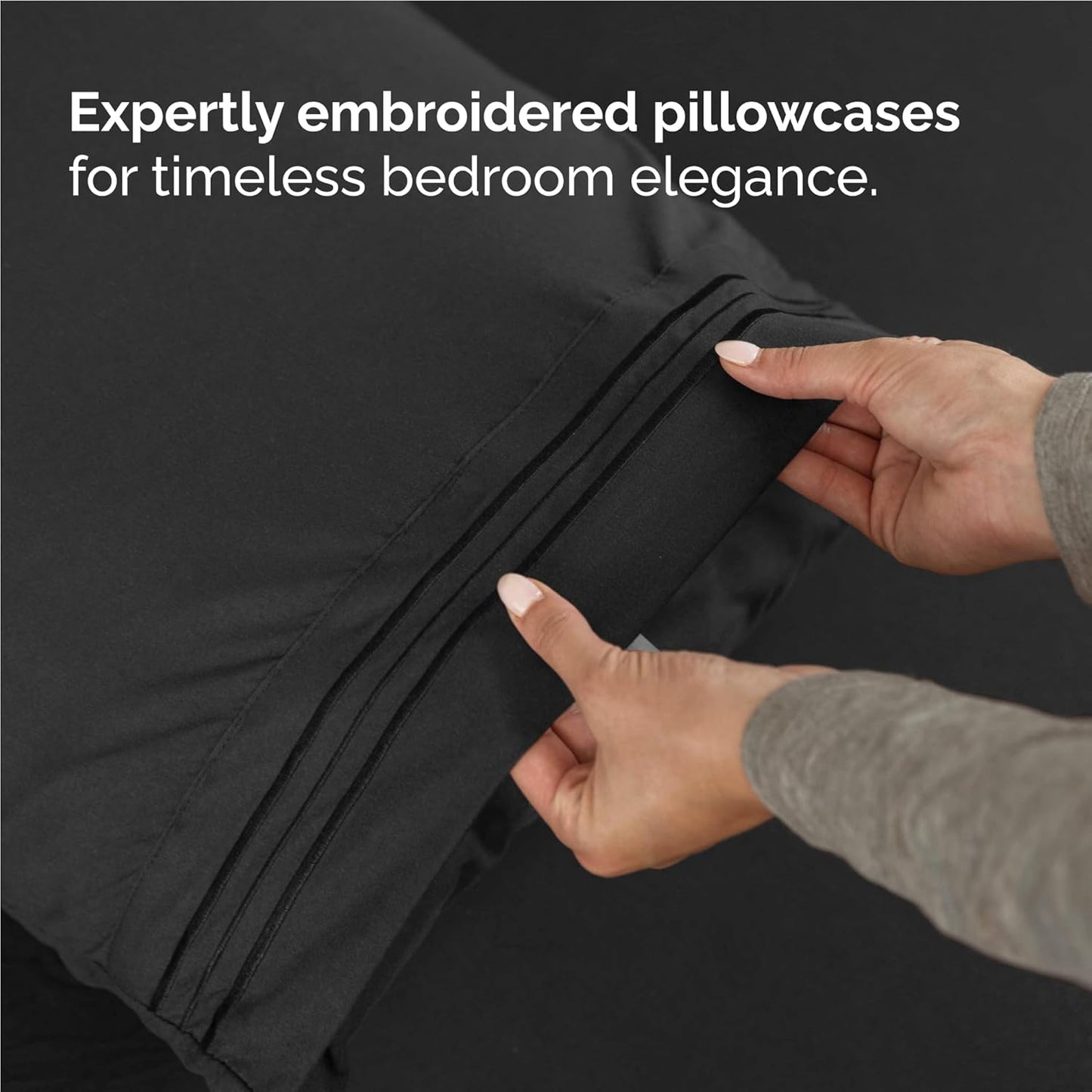 Skiennix Full Size 4-Piece Sheet Set - Comfy Cooling Bed Sheets | Ultra-Soft, Deep Pockets, Black