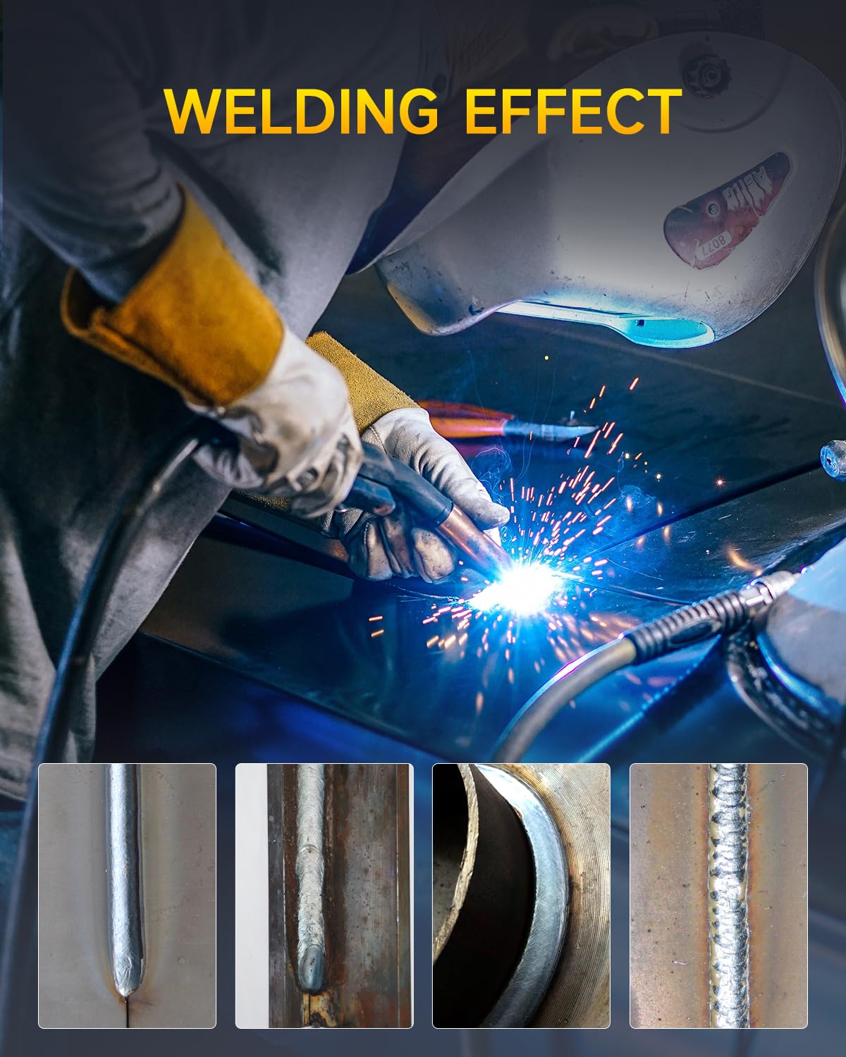 135A MIG Welder,110V 3-in-1 Flux Core Gasless MIG/Stick/Lift TIG Welding Machine with Synergic Control, Large LED Display, VRD Safety, Portable IGBT Inverter Welder for Beginners, DIY & Home Repair
