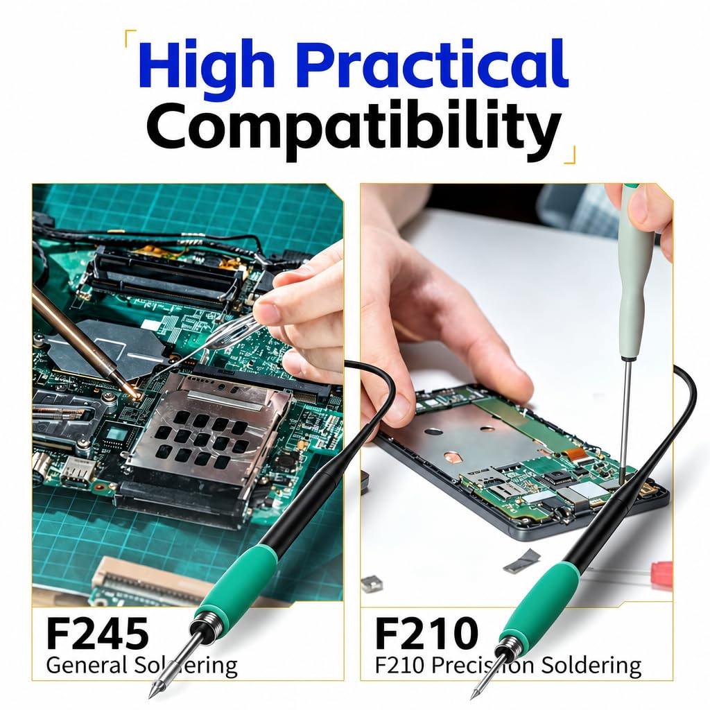 FNIRSI DWS-200 200W 210 Precision Digital Soldering Station Kit with 3 F210 Soldering Iron Tips and 2 Helping Hands, Temp Value & Curve Mode, 3 Temperature Storage, Full-Color Display