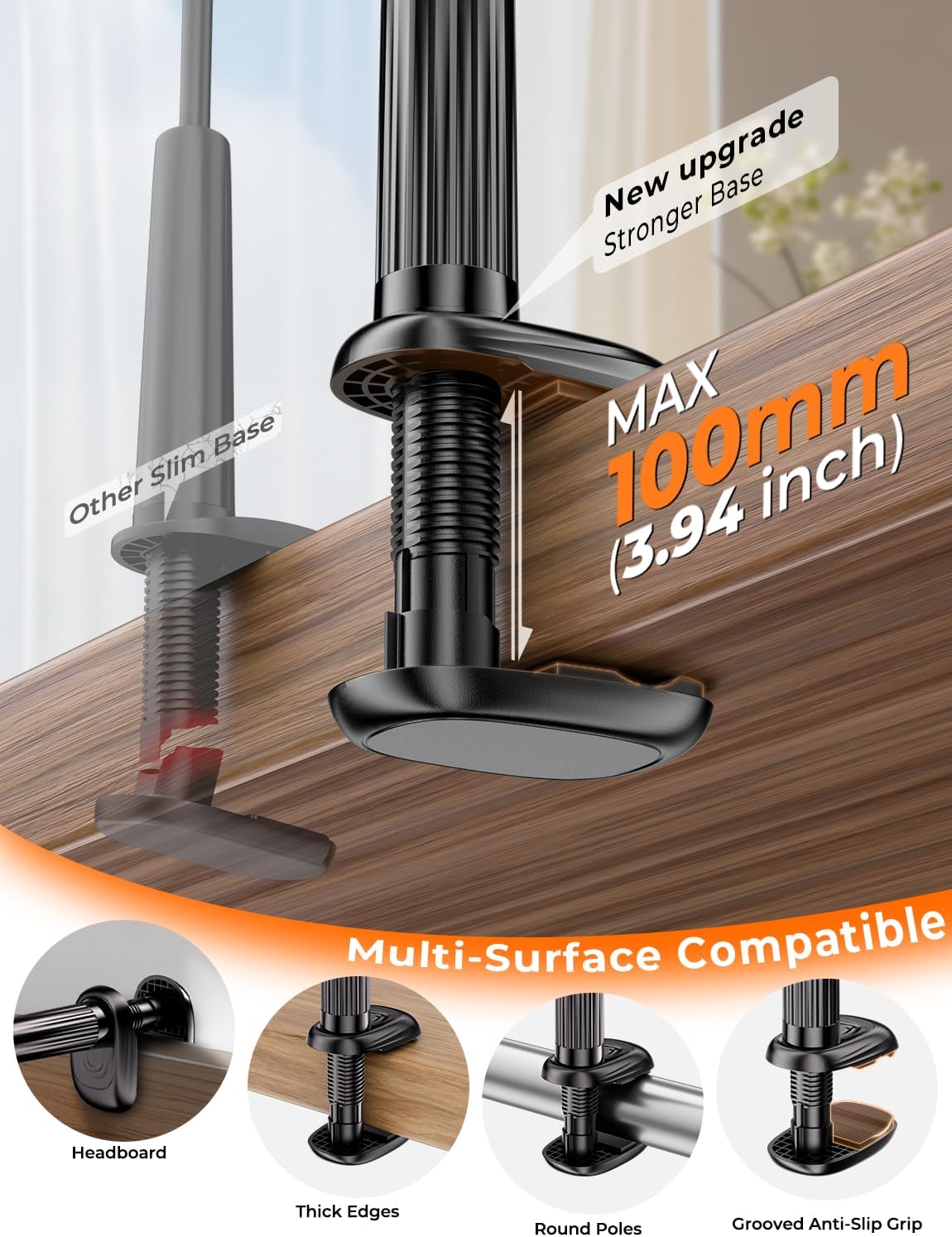 Mumay 17 4.78.6 Inch Gooseneck Kindle & Phone Holder for Bed: Flexible Long Arm Clamp Mount for Hands-Free Reading