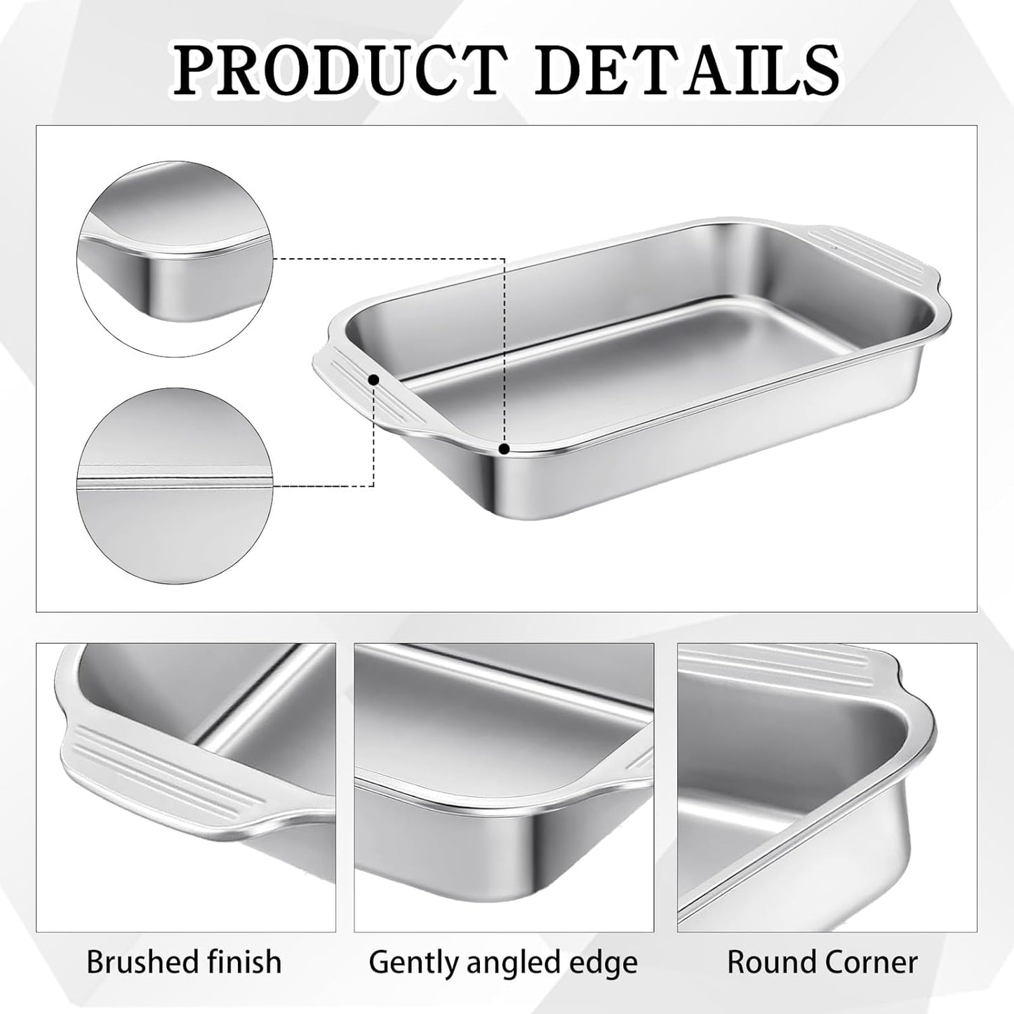 Skiennix Stainless Steel Cake Pan Set - 9 x 13 Inch Baking Dish with Handles for Versatile Cooking