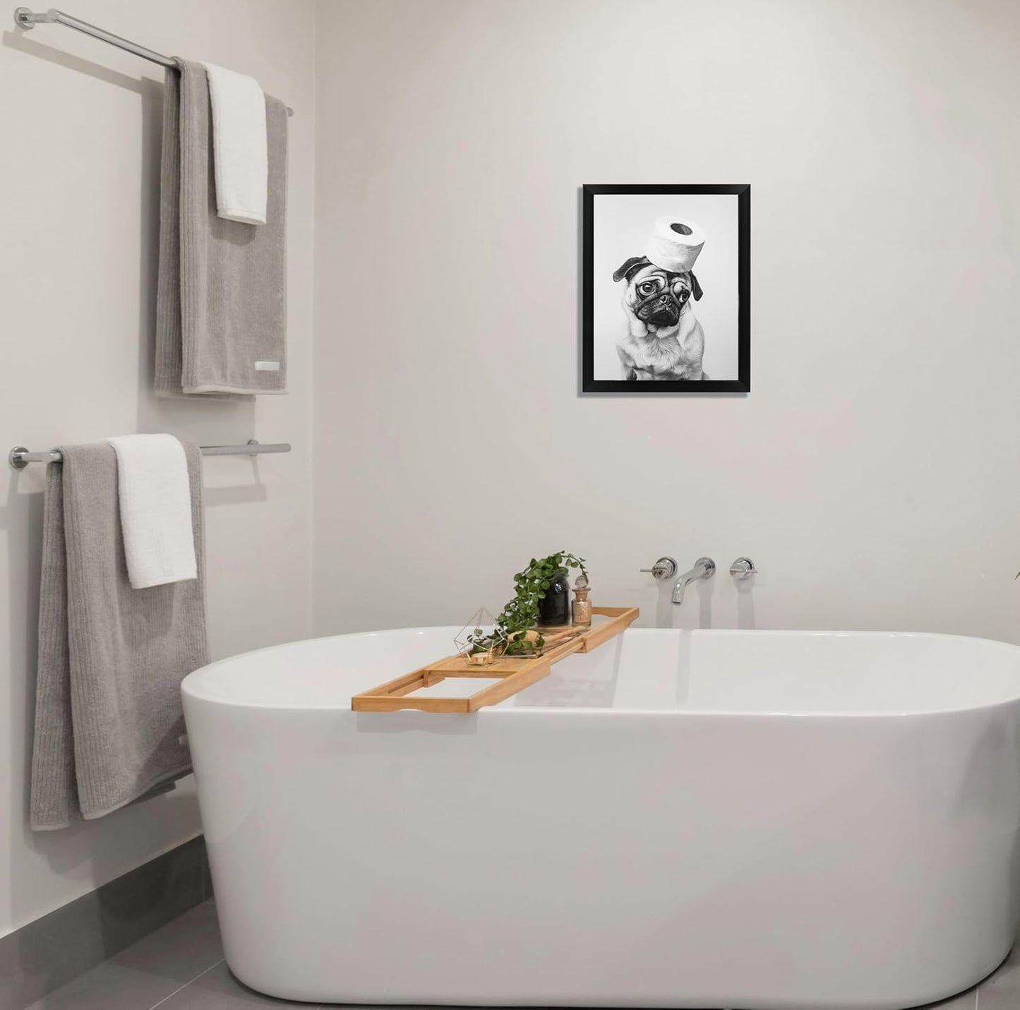 Regine Switzerland Funny Bathroom Wall Decor - Aesthetic Black and White Canvas Art | Framed