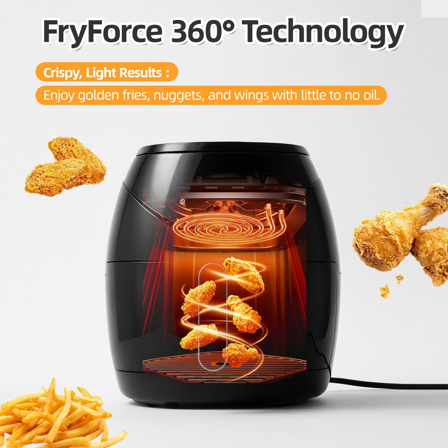 Air Fryer 6.5 QT Extra Hot Air Fryer for Crispy Cooking Bake Roast Nonstick High Gloss Black Finish Perfect for Healthy Meals Kitchen Appliance