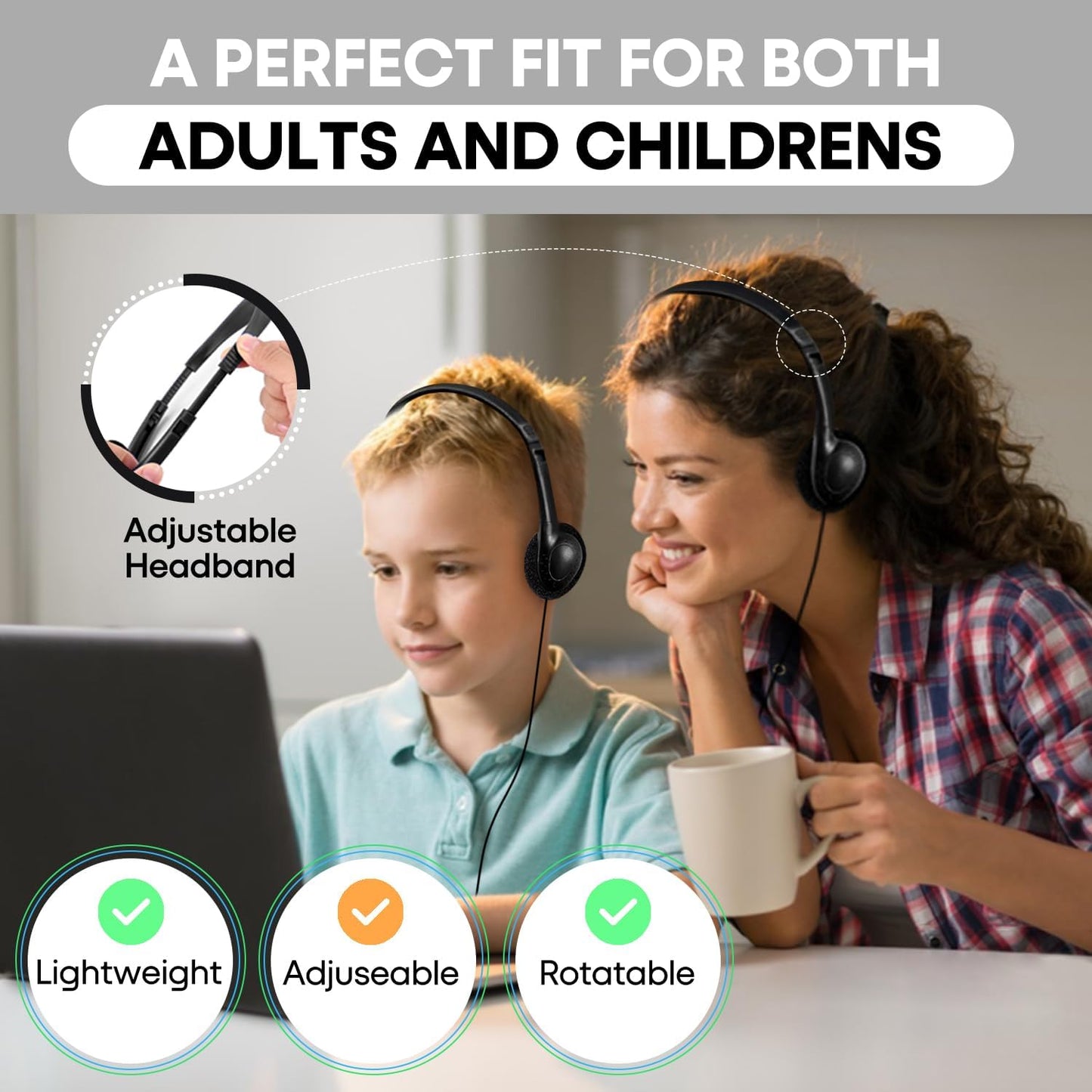 Gaosen 20 Pack Set Adult(GS857, Classroom Headphones Bulk for Kids School Student,Wholesale Durable Wired Earphones