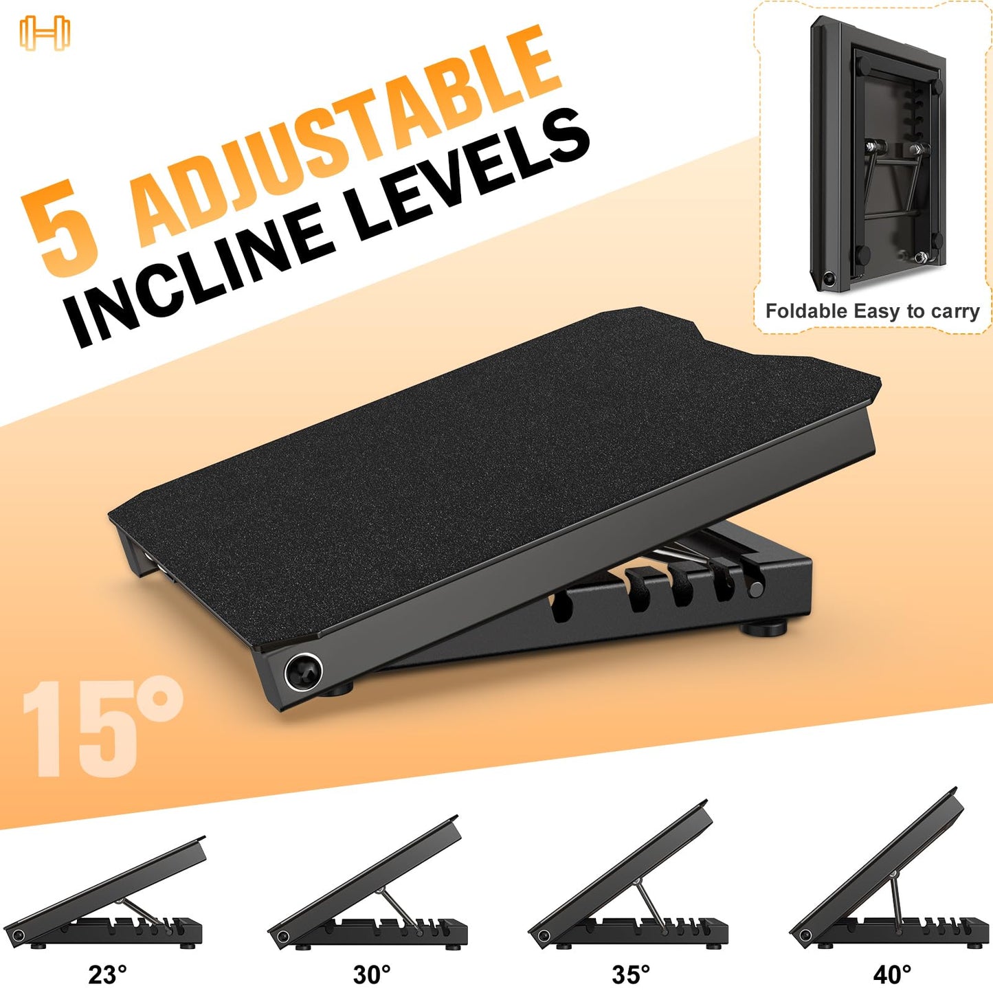 Naitesen Metal Slant Board Calf Stretcher for Squat, Pilates Stretching Equipment, 600lbs Weight Capacity Adjustable Incline Balance Board for Relieving Plantar Fasciitis Achilles Tendonitis Muscle Injuries Home Gym or Commercial