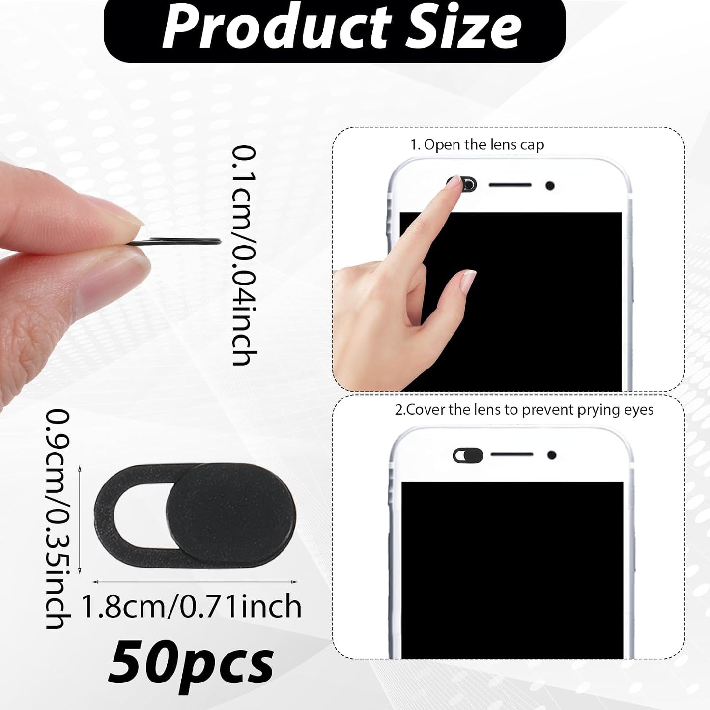 LXUEJIE 50 0.023 Inch Pcs Webcam Cover Slide, Ultra-Thin Universal Laptop Camera Cover Slide Camera Blocker Slider