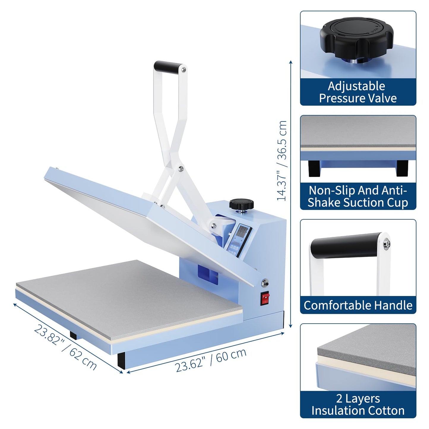Garvee Heat Press,16x20 Heat Press Machine for t-Shirt, Professional Clamshell Sublimation Transfer Printer, Fast Heating, Digital Precise Temperature Control, Industrial Digital Heat Transfer Machine