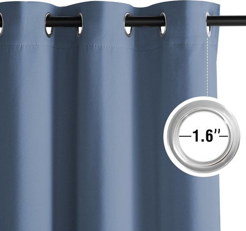 NICETOWN Energy Saving Drapes - Thermal Insulated Grommet Top Curtains | Stone Blue, 1 Pair, W52 x L95