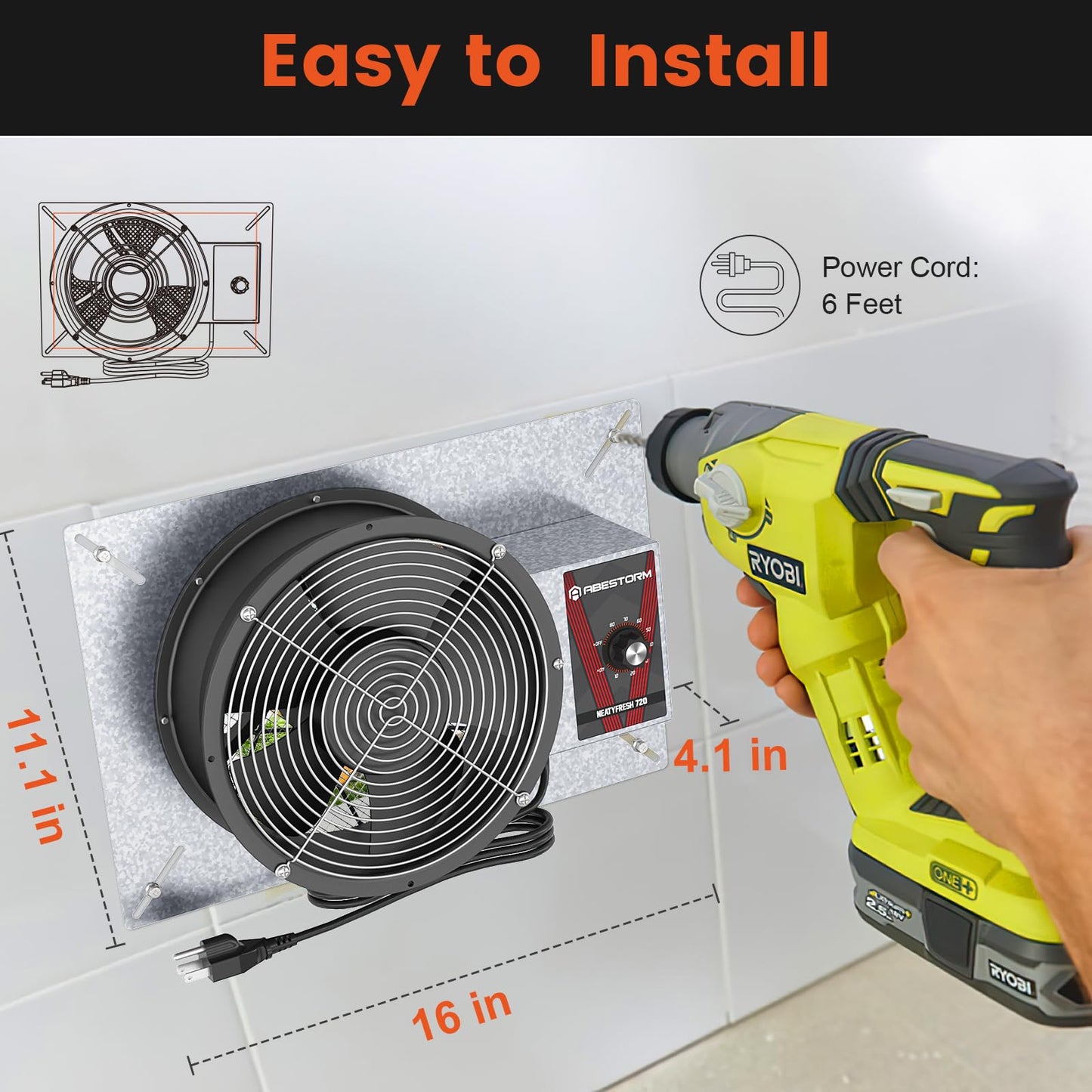 Abestorm 720CFM High Air Flow Crawlspace Ventilation Fan, IP55 Rated 10" Vent Fan with Humidistat Freeze Protection Thermostat for Crawl Space, Basement, Garage, Attic with Isolation Mesh