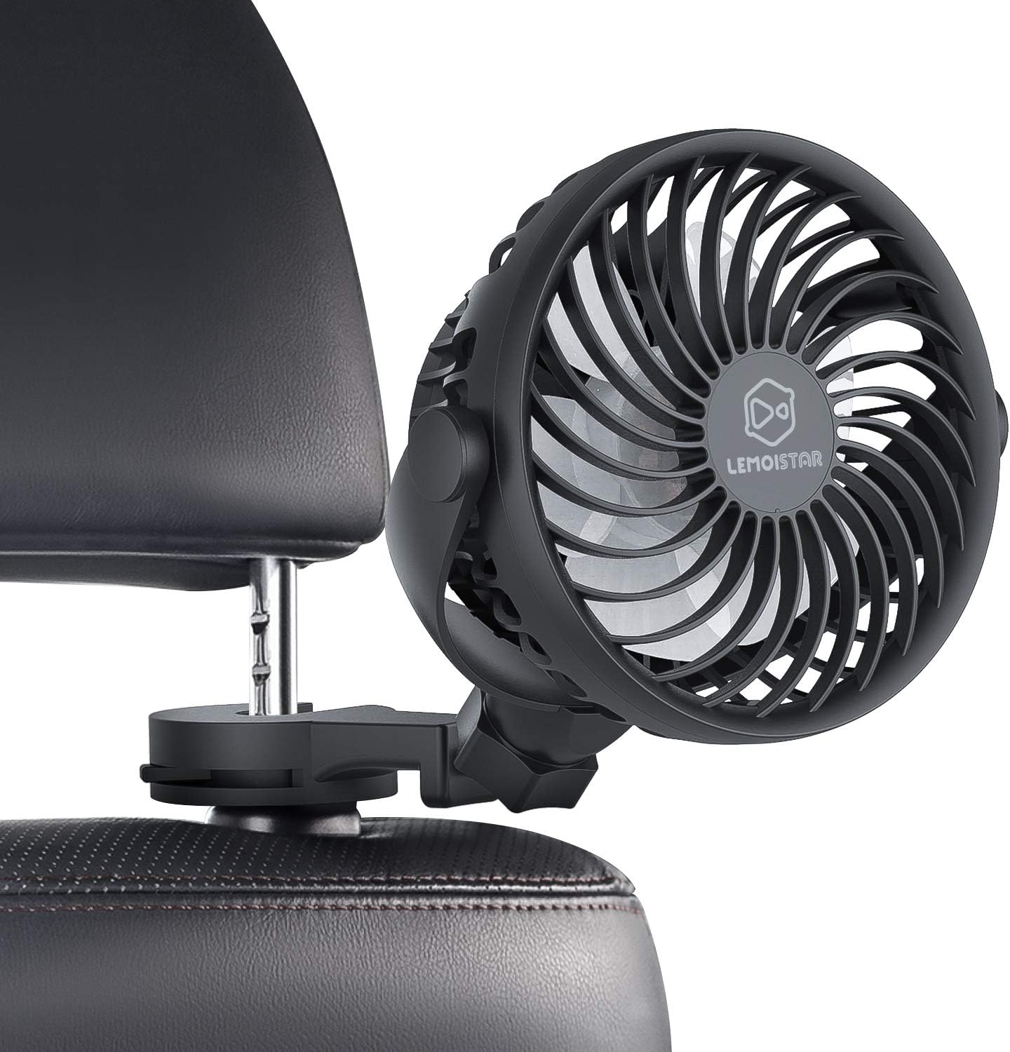 4 Speed,360 Backseat,5V LEMOISTAR Battery Operated USB Car Fan, Electric Cooling Fan, Degree Rotatable Cooling Air