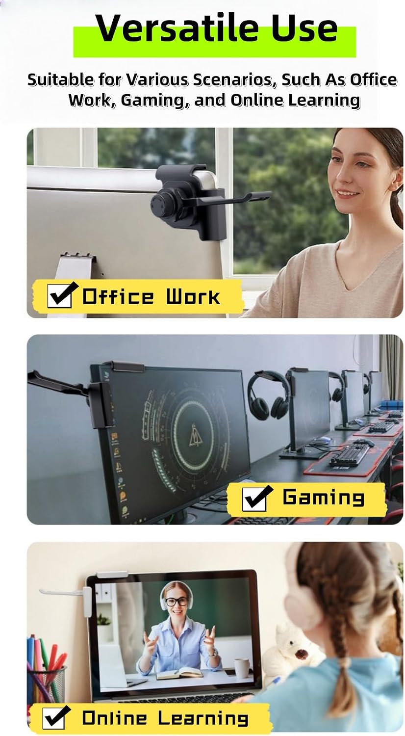 wigmoa 1PACK Headset 360 Clamp-On Monitor Headphone Stand Adjustable Holder with Rotating Hook, Silicone Protection