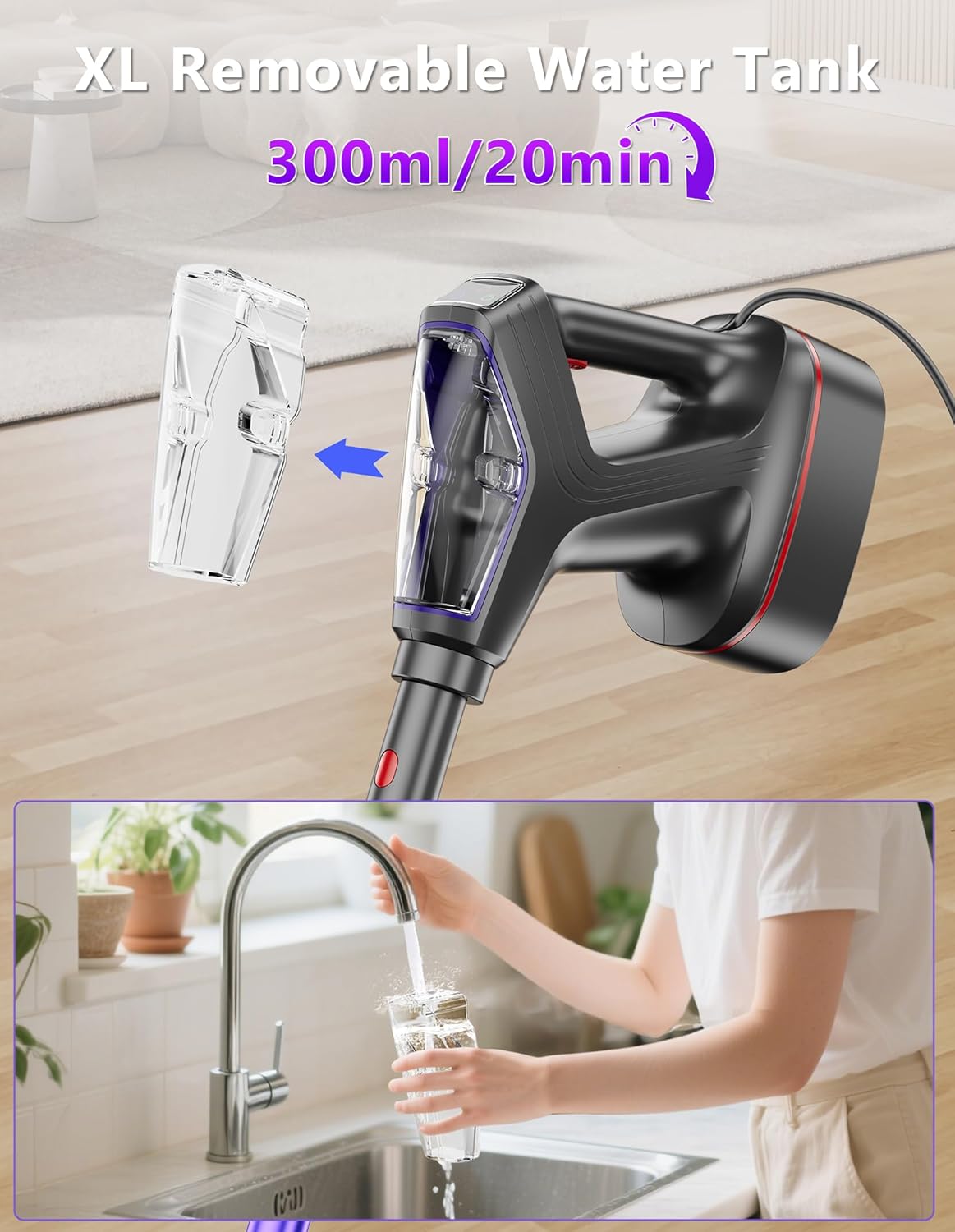 Skiennix Steam Mop - Heavy Duty All-in-One Cleaner with Detachable Handheld Steamer for Hardwood, Tile & More