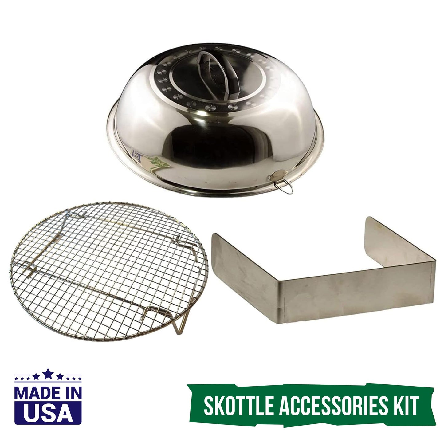 TEMBOTUSK Skottle Grill Accessory Kit, 3 Piece, Lid, Steam Tray, Wind Guard