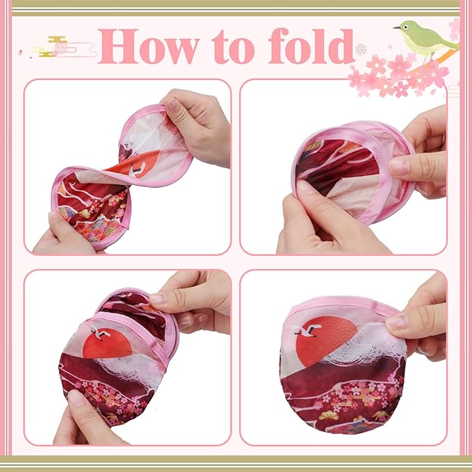 Mototo Foldable Flying Disc Fans, 30PCS Japanese Foldable Disc Fan 8 Inch Pop up Round Collapsible Hand Fan Bulk with Pouch for Women Purse Travel Beach Game Wedding Party Favor Decoration, 6 Style