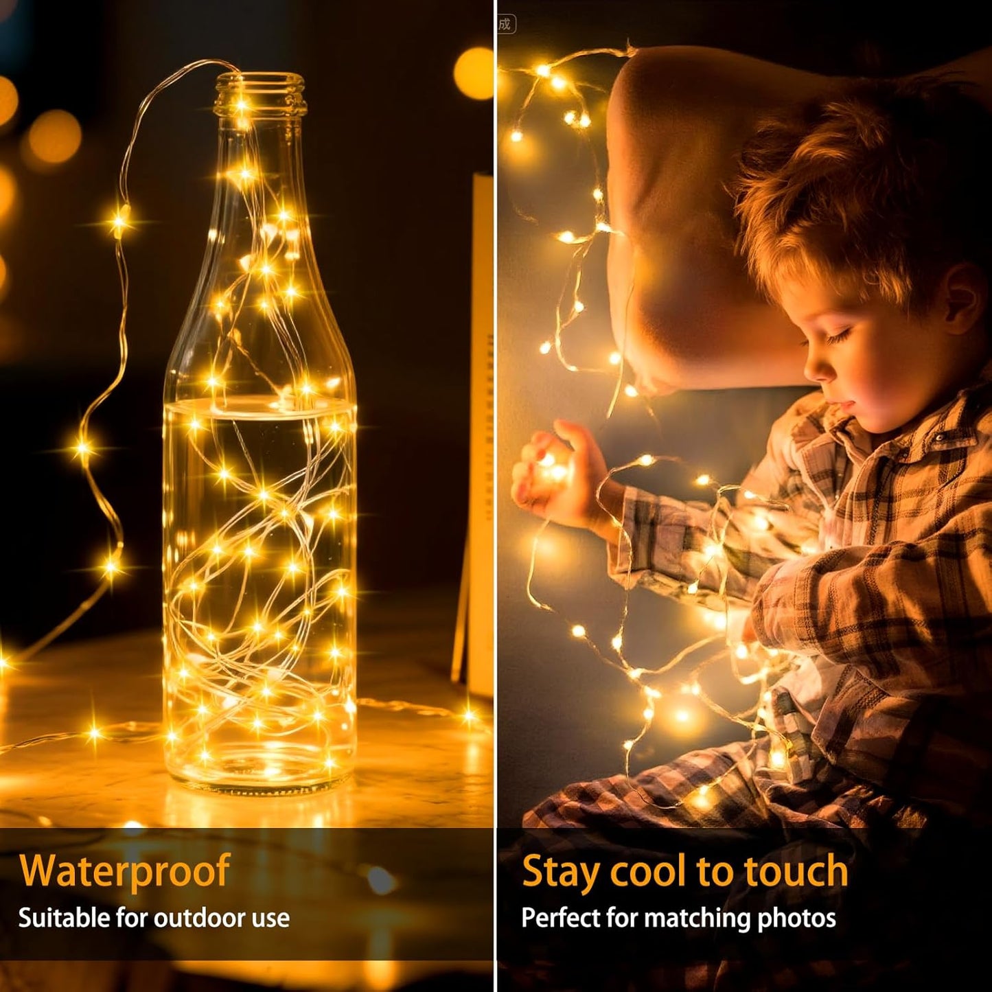 Skiennix 30 LED Fairy Lights - 10 Ft Waterproof Silver Wire String Lights for Weddings & Crafts | Warm White