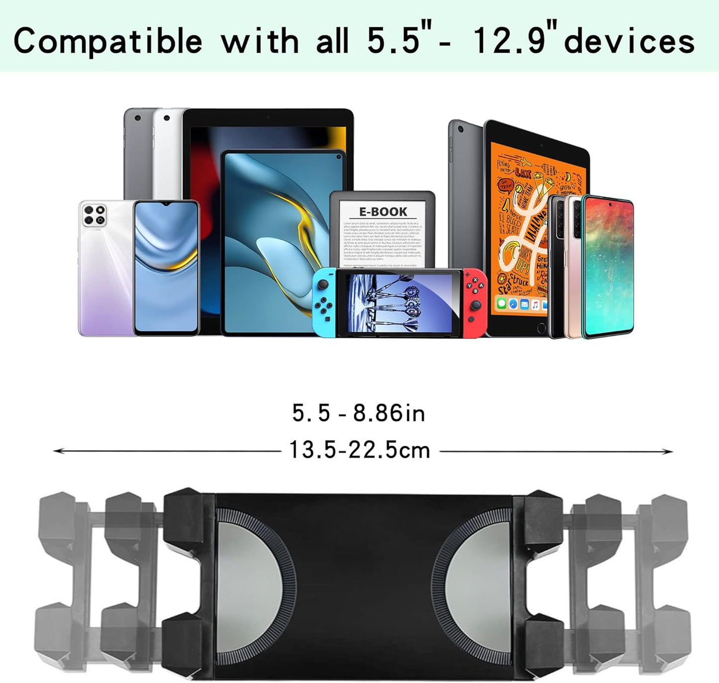 Raking 360Rotating 5.5-12.9 Inch Tablet Floor Stand, Height Adjustable Cellphone Floor Stand with Tripod Mount