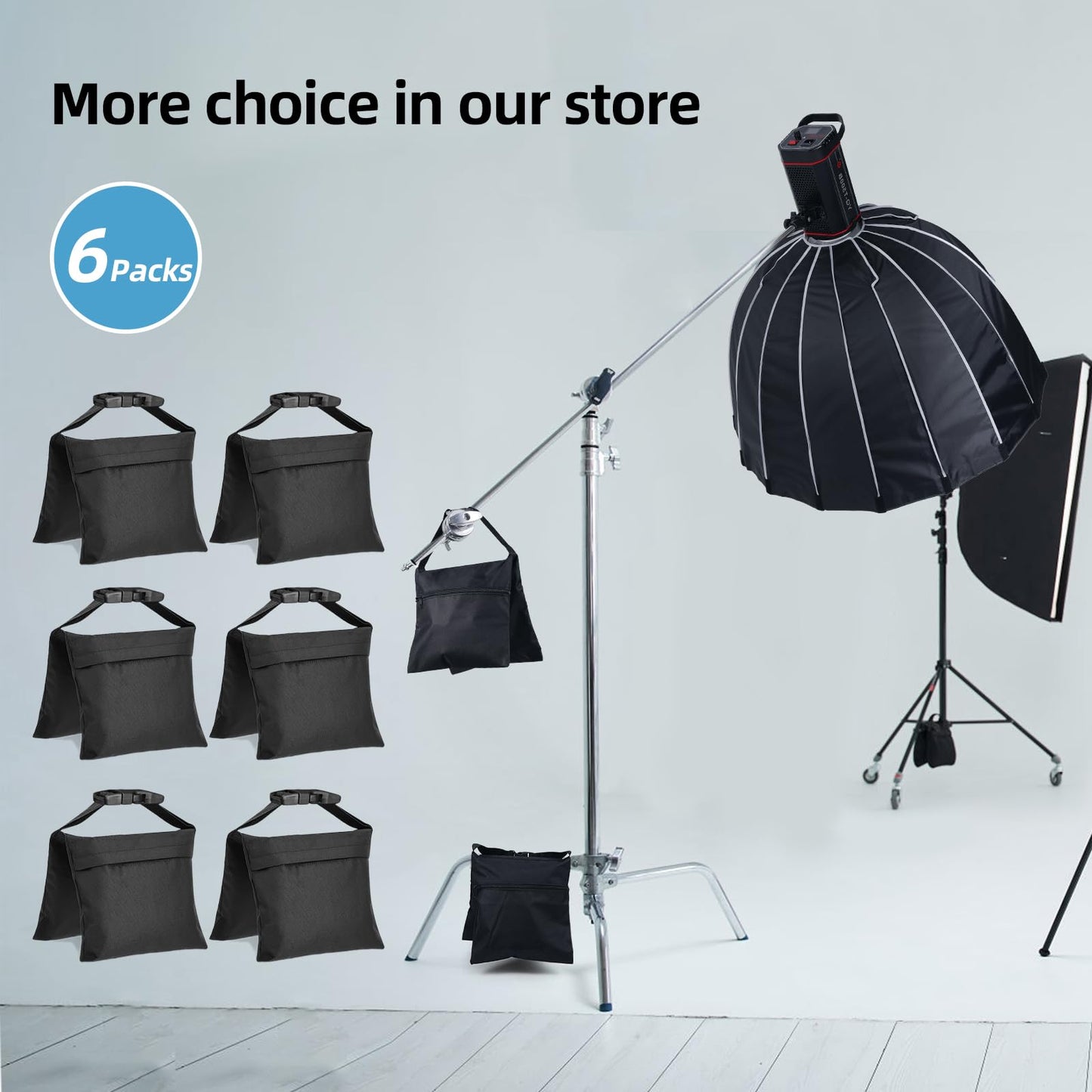 ifkdnr 6 Packs Sandbags, Heavy Duty Sand Bags with 12 PE Bags, Sand Bags with Buckle Straps for Support Light Stand, C Stand, Light Stand with Caster, More 2/4/6/8/10/12/14 Packs Sandbag to Choose.
