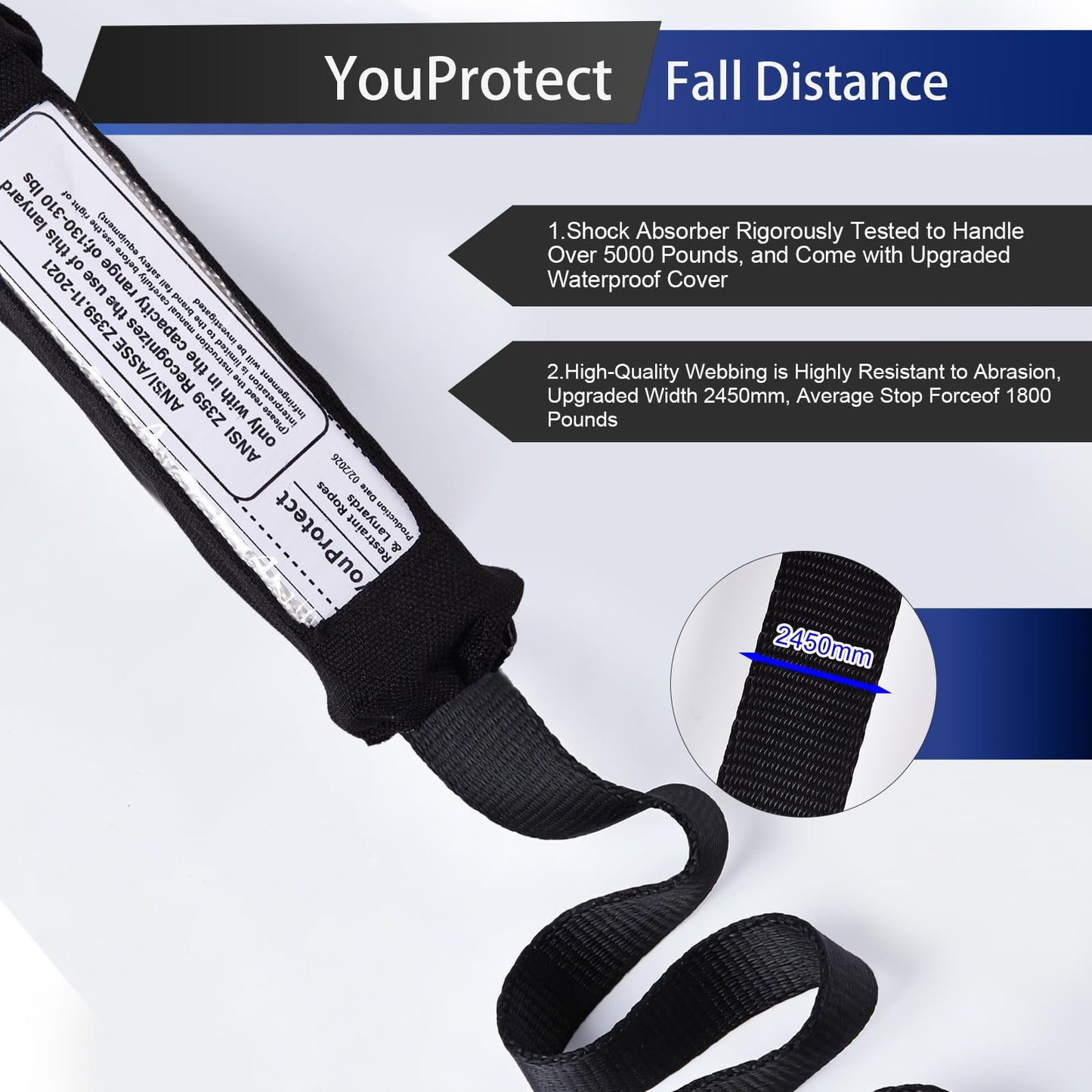 Fall Protection Retractable Lanyard - 6FT Dual Leg SRL Self Retracting Lifeline for Roofing and Construction, Dual Aluminum Hooks, Shock Absorber | OSHA & ANSI Compliant SRL