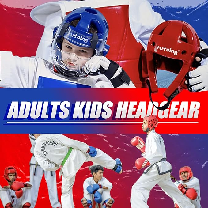 Kids Adults Karate Headgear with Face Shield, MMA Martial Arts Headgear Boxing Soft Helmet Taekwondo Sparring Head Gear