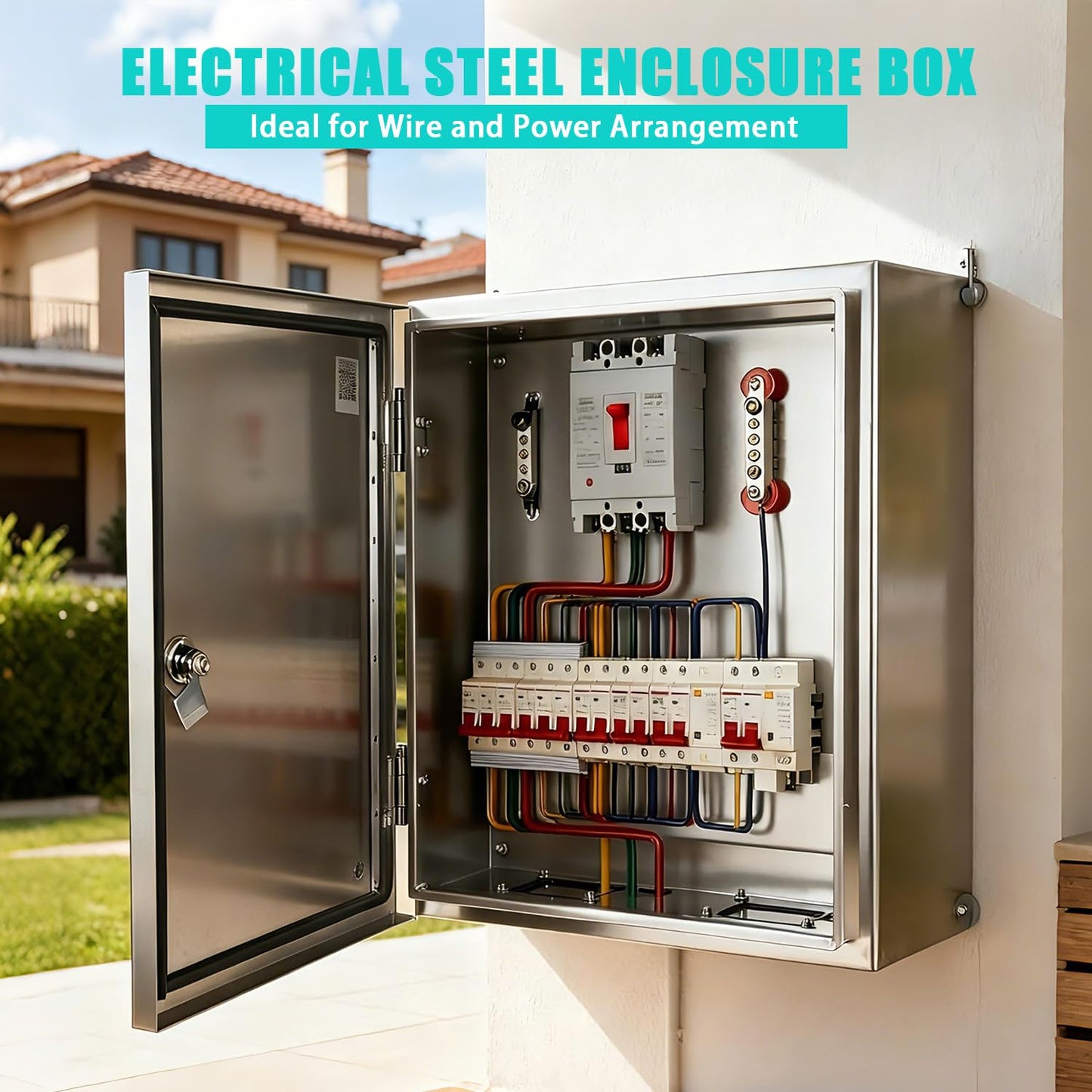 Yongchen Electrical Enclosure 24x16x12 Inch 304 Stainless Steel Enclosure IP66 Waterproof and Dustproof Metal Box Indoor and External Wall Hanging Electrical Enclosure Box