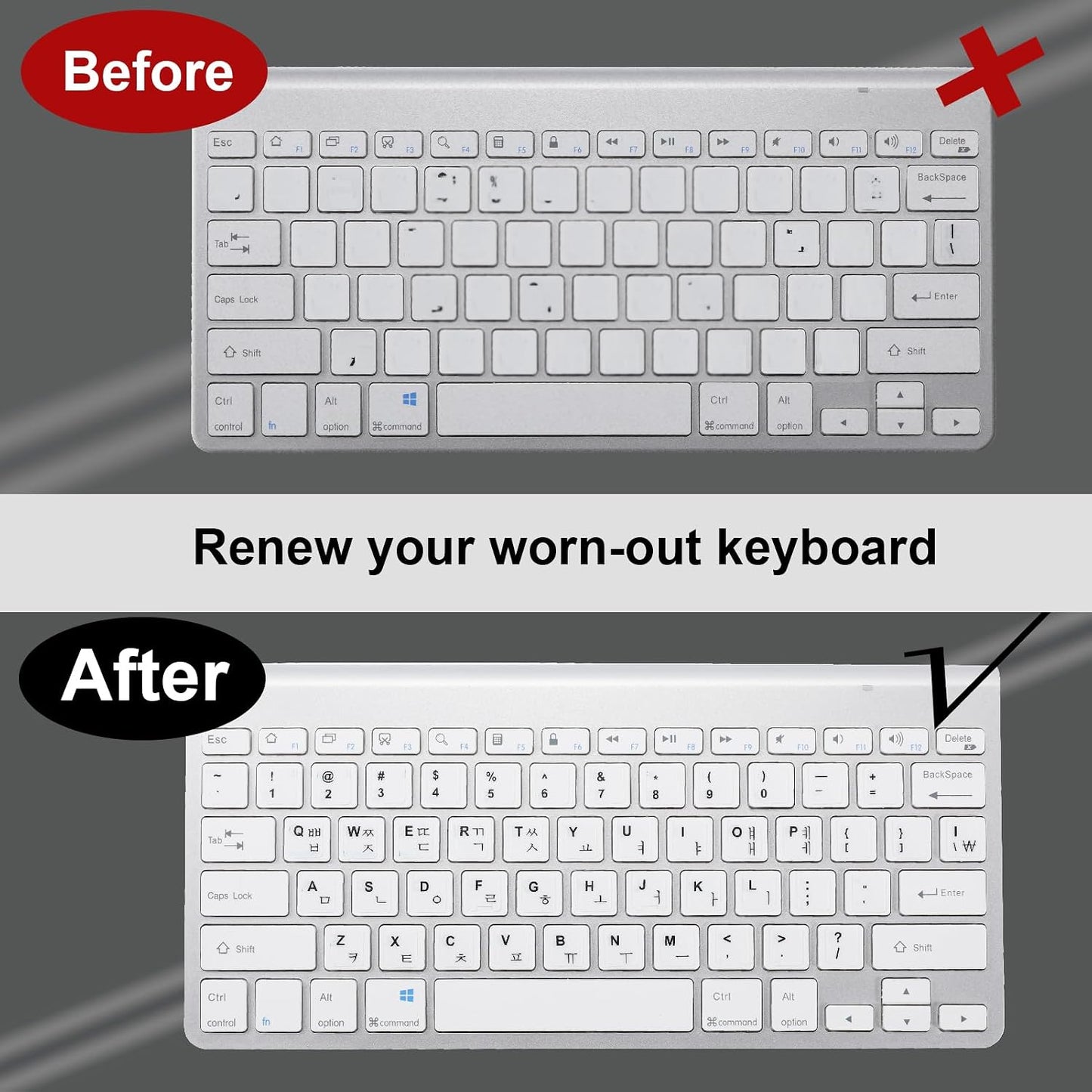 Softamm Stickers[5 1],Korean-English Korean Keyboard in Keyboard Letter Replacement Sticker Black Letter/White