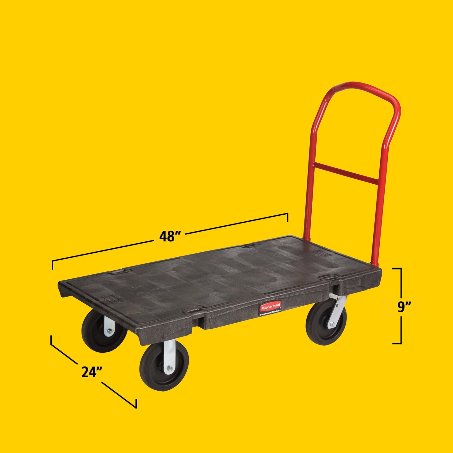 Rubbermaid Commercial Products Heavy-Duty Platform Truck, 2,000 Pound Capacity, 24" x 48" Platform, 8" TPR Casters, Black, for Warehouse/Garage/Cleaning/Manufacturing