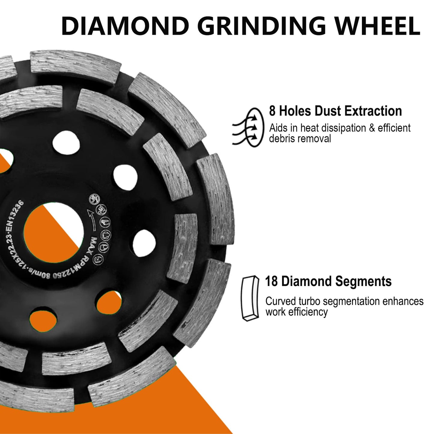 Concrete Surface Grinder Sander 1500W, MAXXT 5 Inch Angle Grinder Set 1000-8500RPM 7 Speed Adjustments, Concrete Sander with Removable Guard for Polishing（Includes 2 Diamond Sanding）