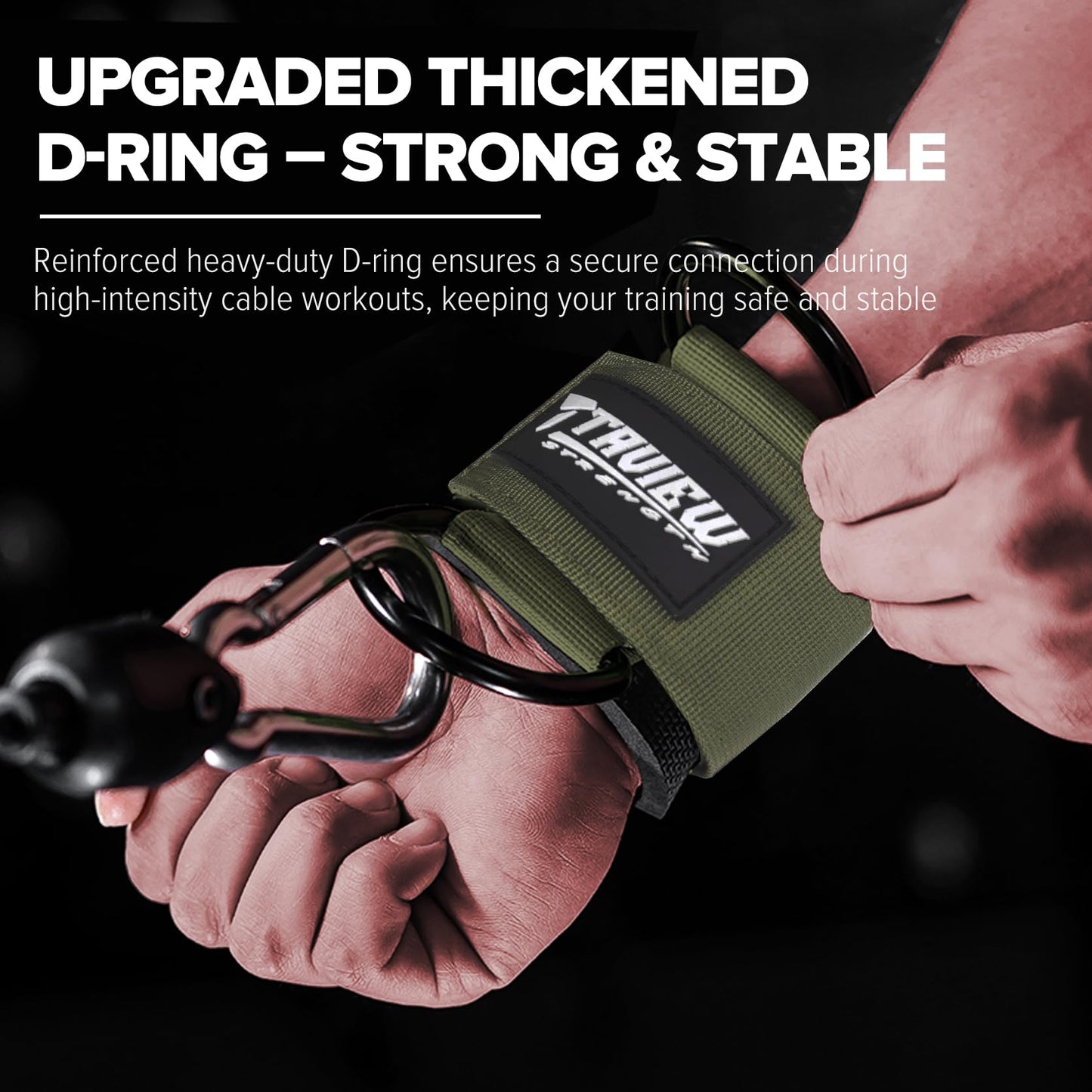 Cable Machine Wrist Cuffs D-Ring Straps – Adjustable Padded Wrist Support for Men & Women, Gym Wrist Cuffs for Cable Workout & Resistance Bands (Green)
