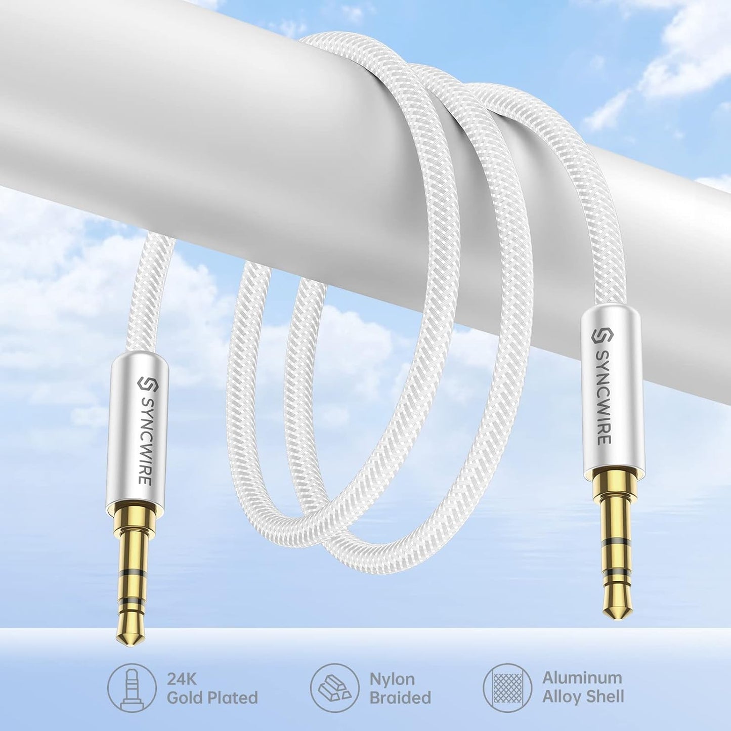 3.5 mm 2 MP3 Syncwire Aux Cable Audio Cable - m Nylon Jack Cable for Headphones, Apple iPhone iPod iPad, Echo Dot