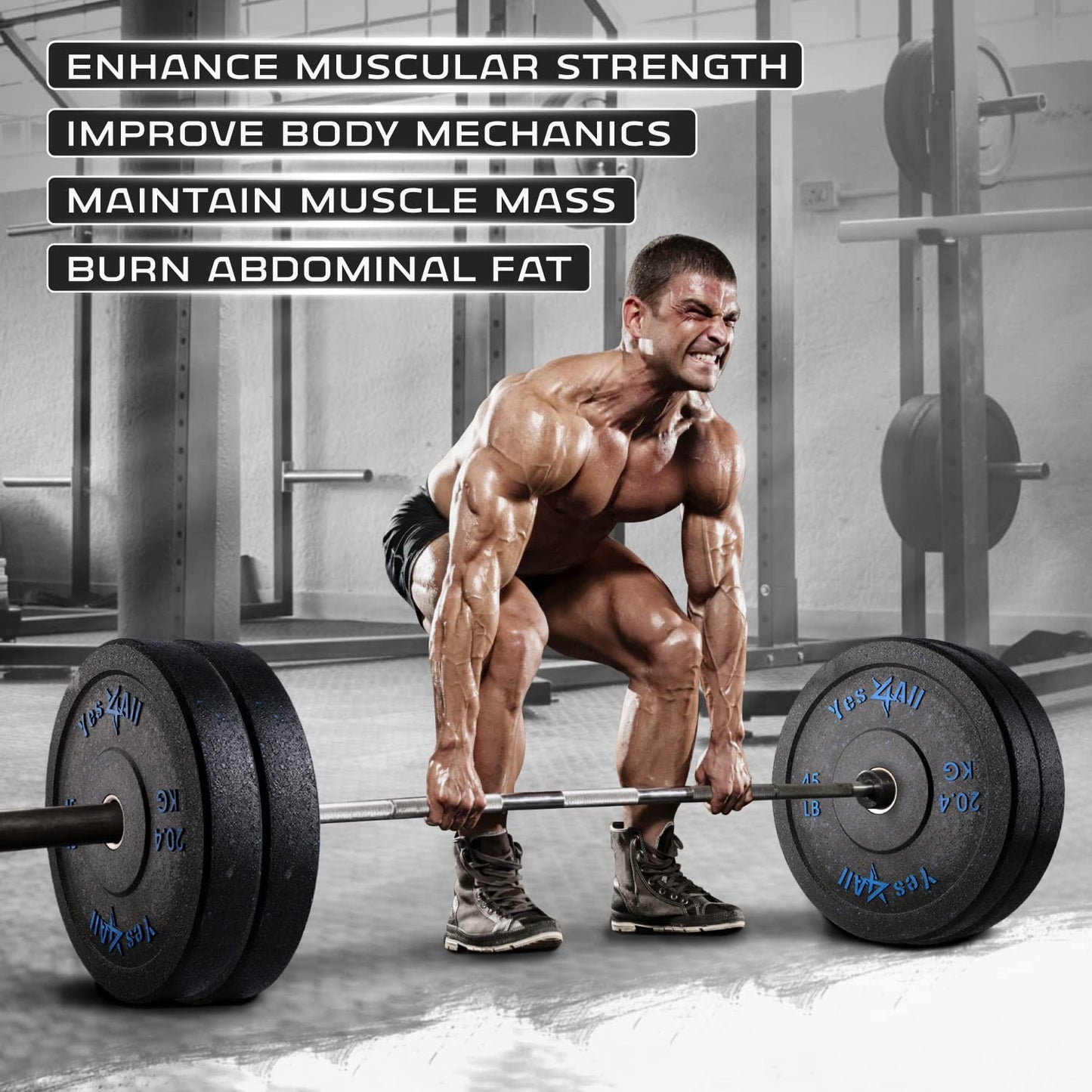 Yes4All 2" Bumper Plate, 10-190 LB Olympic Rubber Weight Plate with Steel Hub for WeightLifting, Strength Training, Home Gym, Less Impact, Absorb Bounce & Shock, Multiple Options, 45LB
