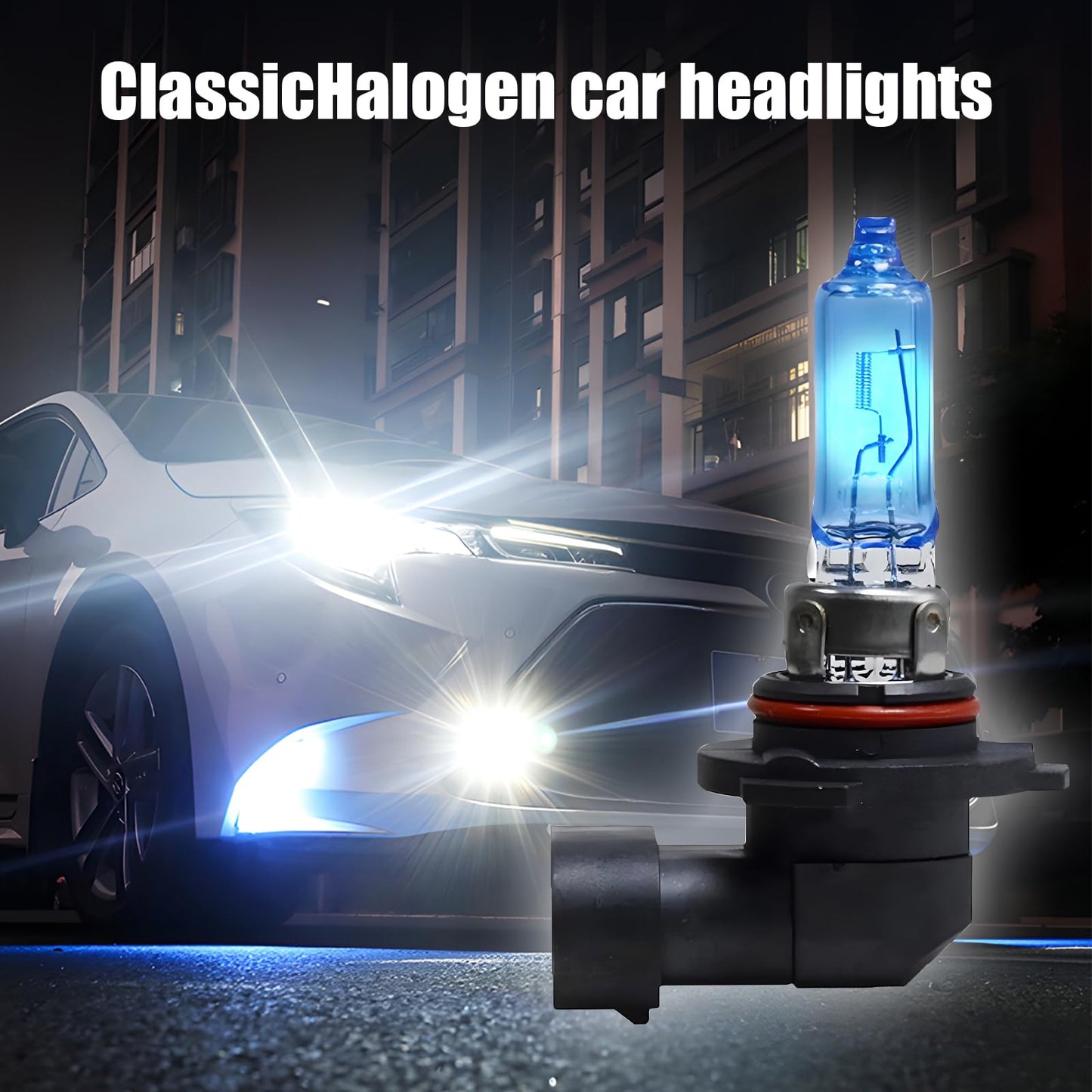 Flygun 9006 Car Halogen Bulbs, Ultra White Light, 12V 100W, 2 PCS, High Beam Low Beam, Fits Most Cars, Trucks, SUVs