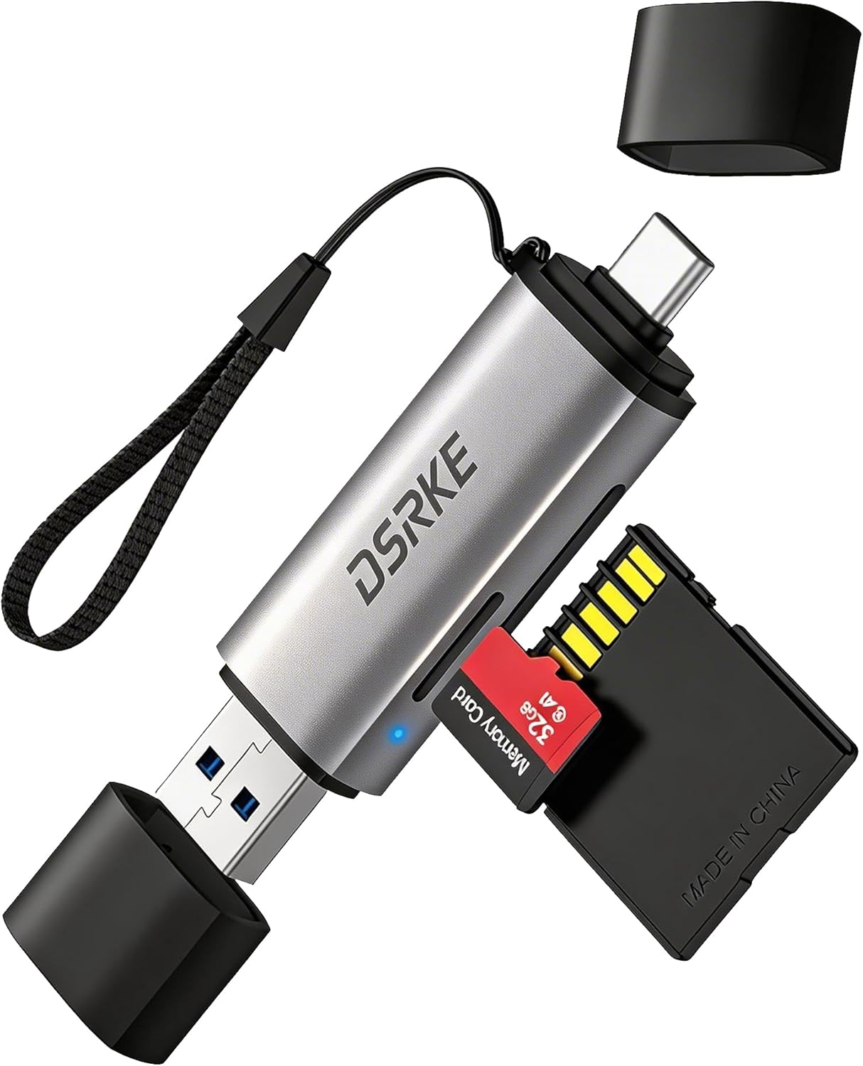 DSRKE 3.0 17/16/15, SD Card Reader, USB & USB C Dual Slots to Micro SD Card Adapter, Memory Card Reader for SD
