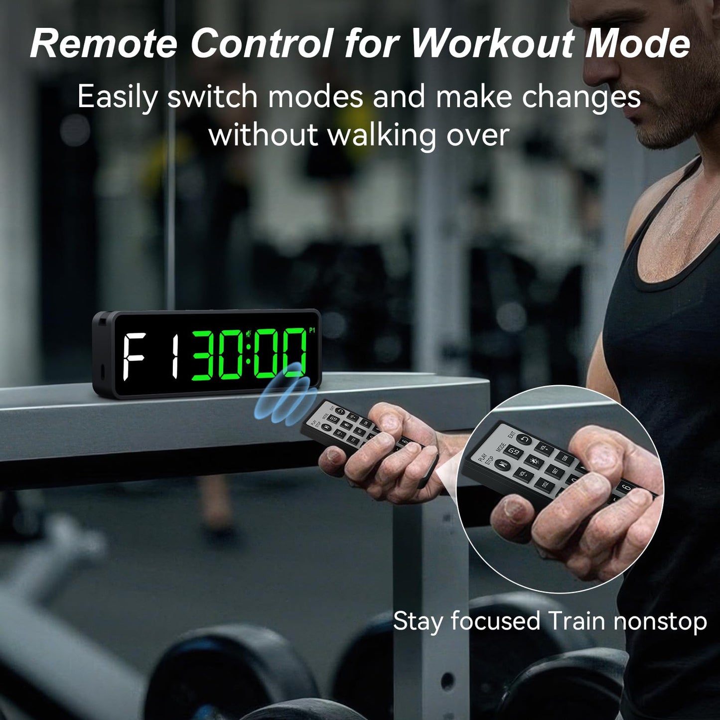 Acedeck Portable Gym Timer Clock: Fitness Digital Clock with Strong Magnet - Remote Control for Fitness Enthusiasts - Powerful Battery for Home Gym Garage Boxing Green