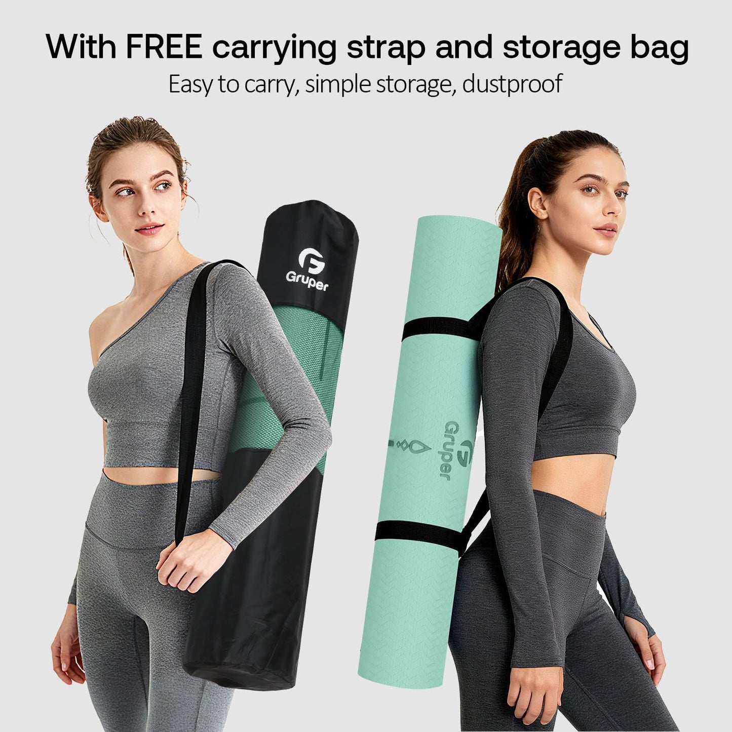 Yoga Mat Non Slip TPE Thick Yoga Mat with Alignment Mark, Large Size 72"L x 32"W x 0.32"Th or 0.24"Th, Anti-Tear Exercise & Fitness Mat for Yoga, Pilates & Floor Workouts (Green Black, Thickness-6mm)