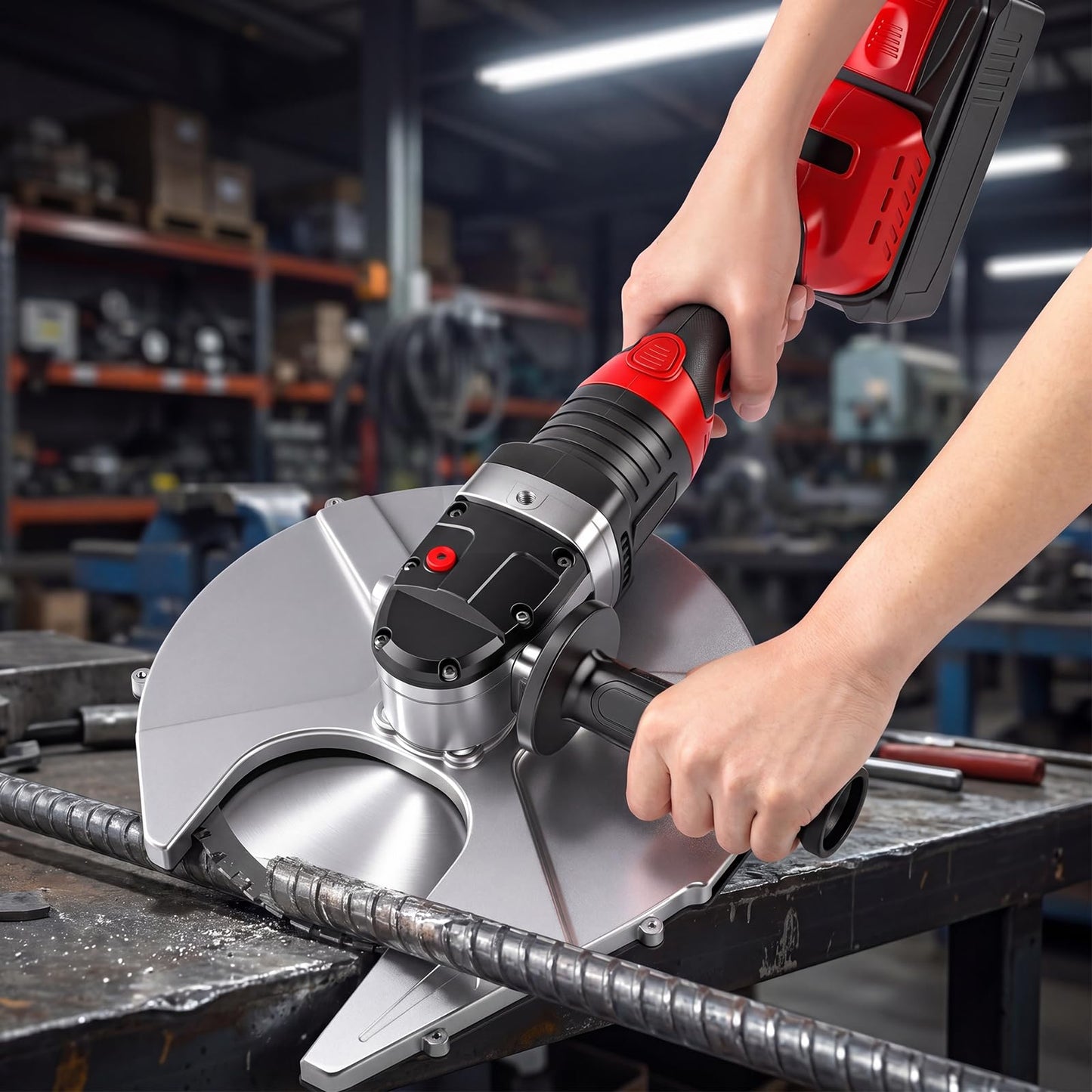 NEWTRY Cordless Rebar Cutter Cutting up to 5.31”(4-135mm), 36V Electric Rebar Cutter, Cordless Cutting Edge Saw Cutting Speed 4-5S Portable Rebar Cutter with Suitcase