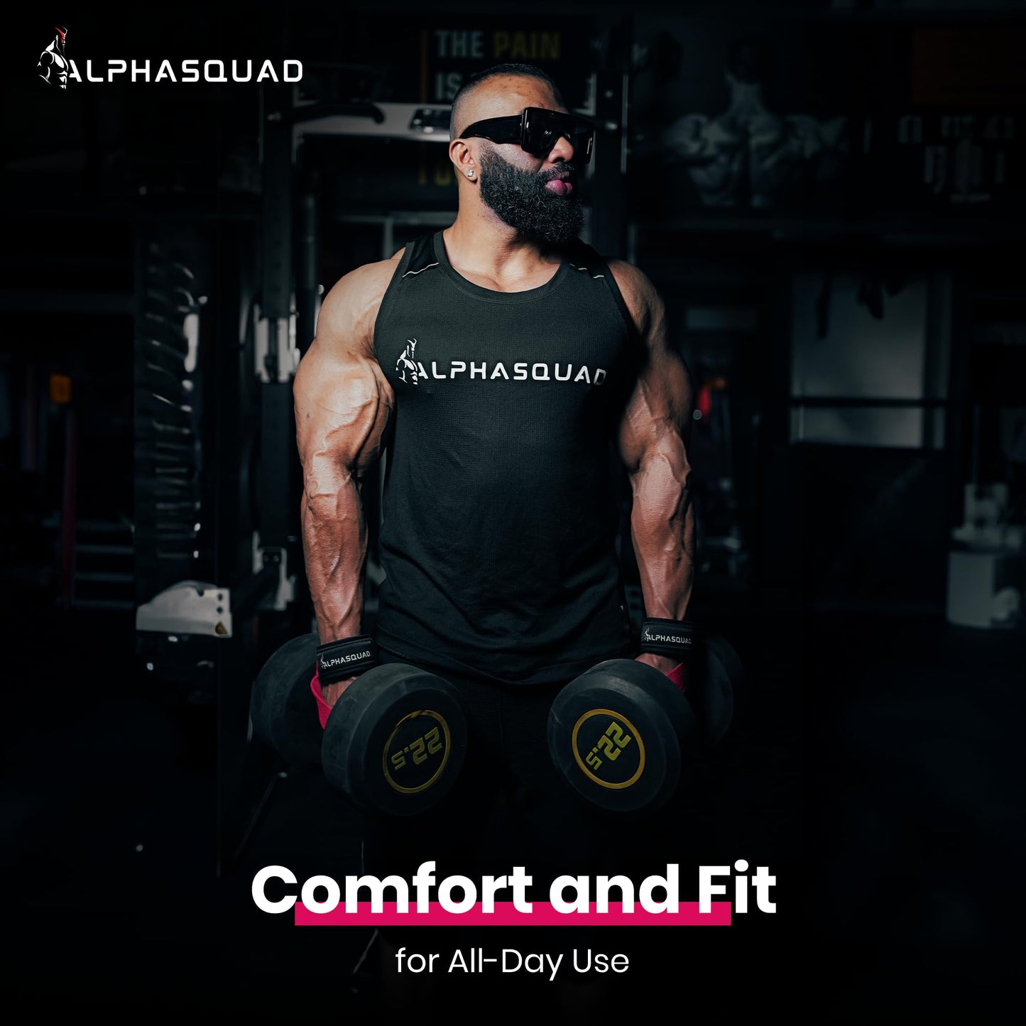 ALPHASQUAD Lifting Straps for Weightlifting – Heavy Duty Wrist Straps for Weightlifting with 7mm Thick Padded Cotton Wraps, 22.5" Long, 1.5" Wide – Deadlifts, Strength Training, Powerlifting, Men & Women