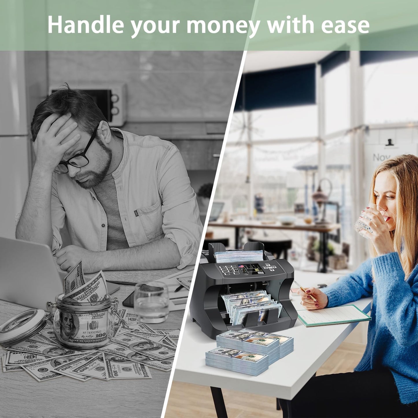 Cashtek N10 Money Counter Machine Mixed Denomination, Bill Value Counting for US Dollar with UV/MG/IR Counterfeit Detection, Small Business Commercial use