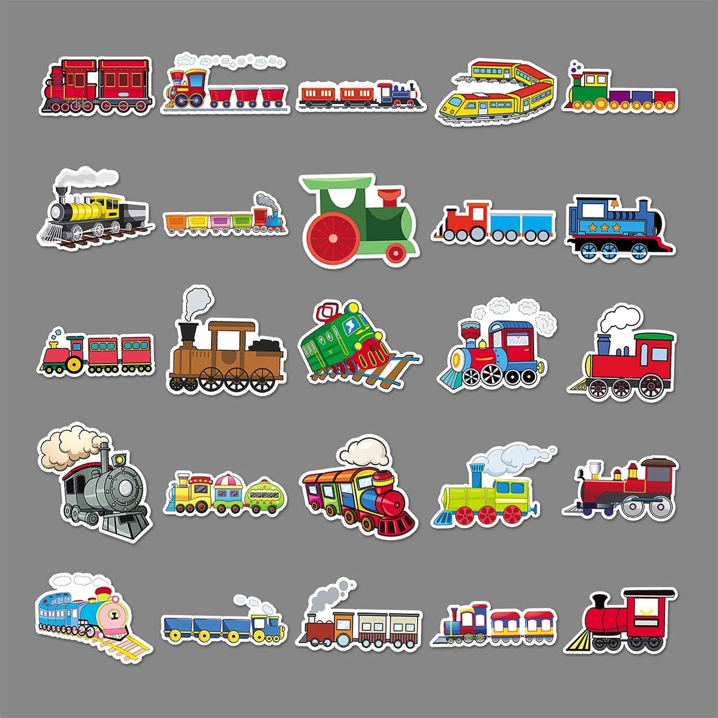 DIYYILIF 100 Pcs Train Stickers, Vinyl Waterproof Stickers for Water Bottles, Laptop, Notebook, Scrapbook, Luggage