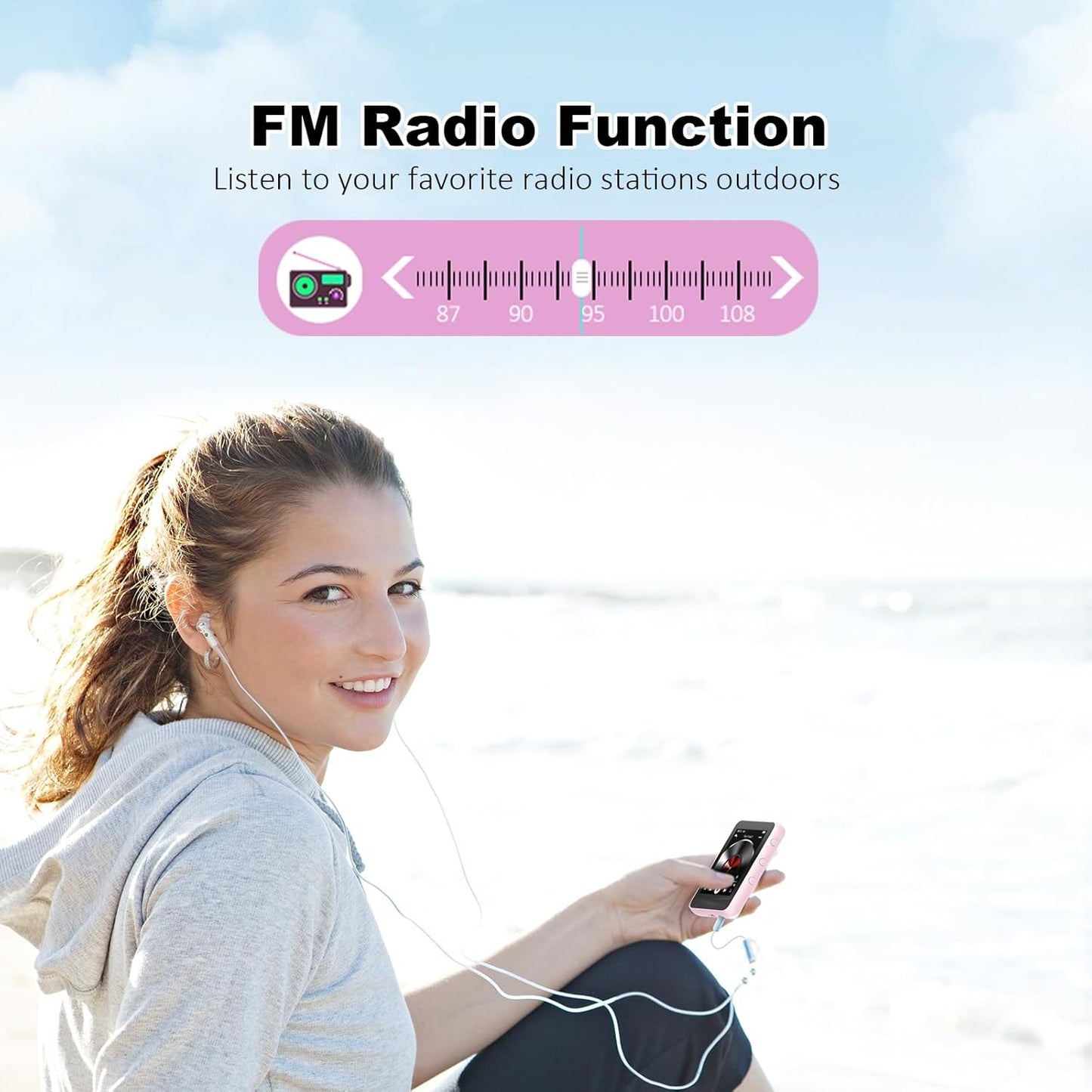 JOJOLEPAI MP3 32GB 128GB) Music Player with Bluetooth, Storage, Full Touch Screen, Built-in Speaker, FM Radio & Voice