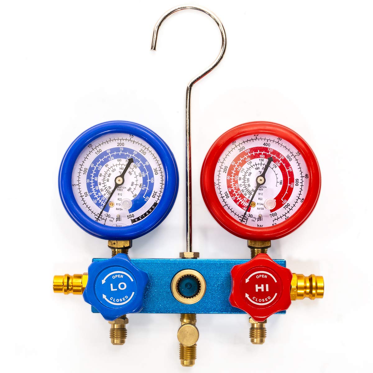 XtremepowerUS 3CFM 1/4HP Vacuum Pump HVAC R134a, R12, R22, R410a, A/C Refrigeration R134 Can Tap Adapter, R134 Quick Connector AC Manifold Gauge Air Conditioner Oil Bottle w/Bag
