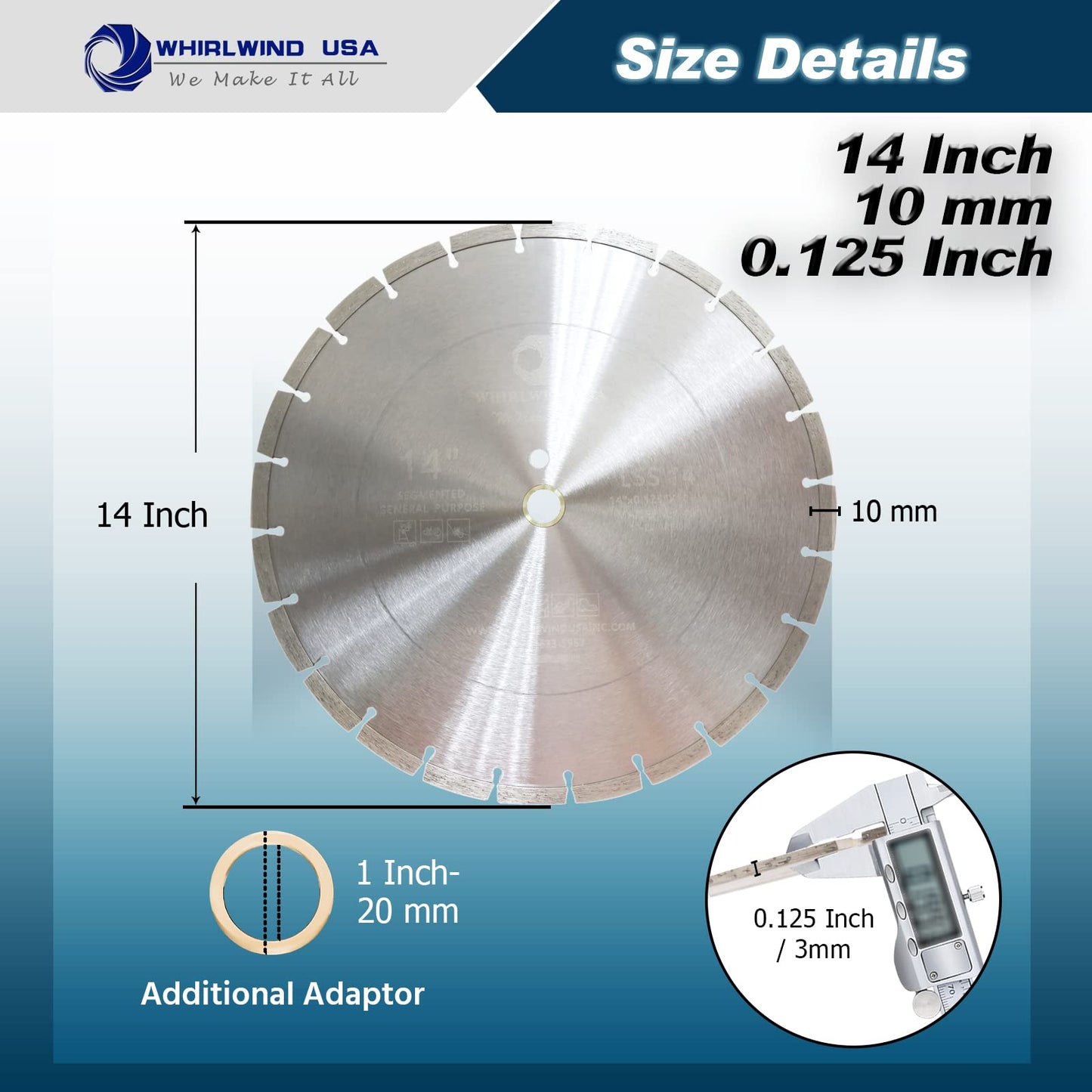 (10 Pack) 14 Inch Diamond Concrete Blade Dry or Wet Cutting Saw Blades for Masonry Brick Block Concrete Stone(14"-10PCS)