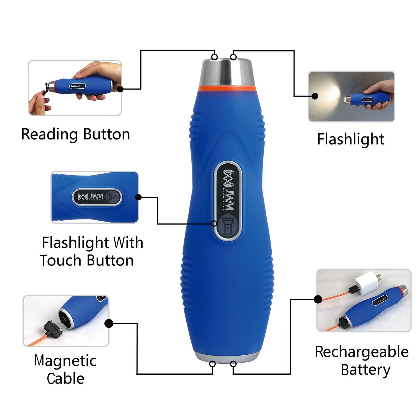 JWM iButton Guard Tour System with Flashlight, Security Patrol Wand with Free Cloud & Standalone Software, Alarm Clock and Pedometer for Hotel, Warehouse and Logistics Patrol