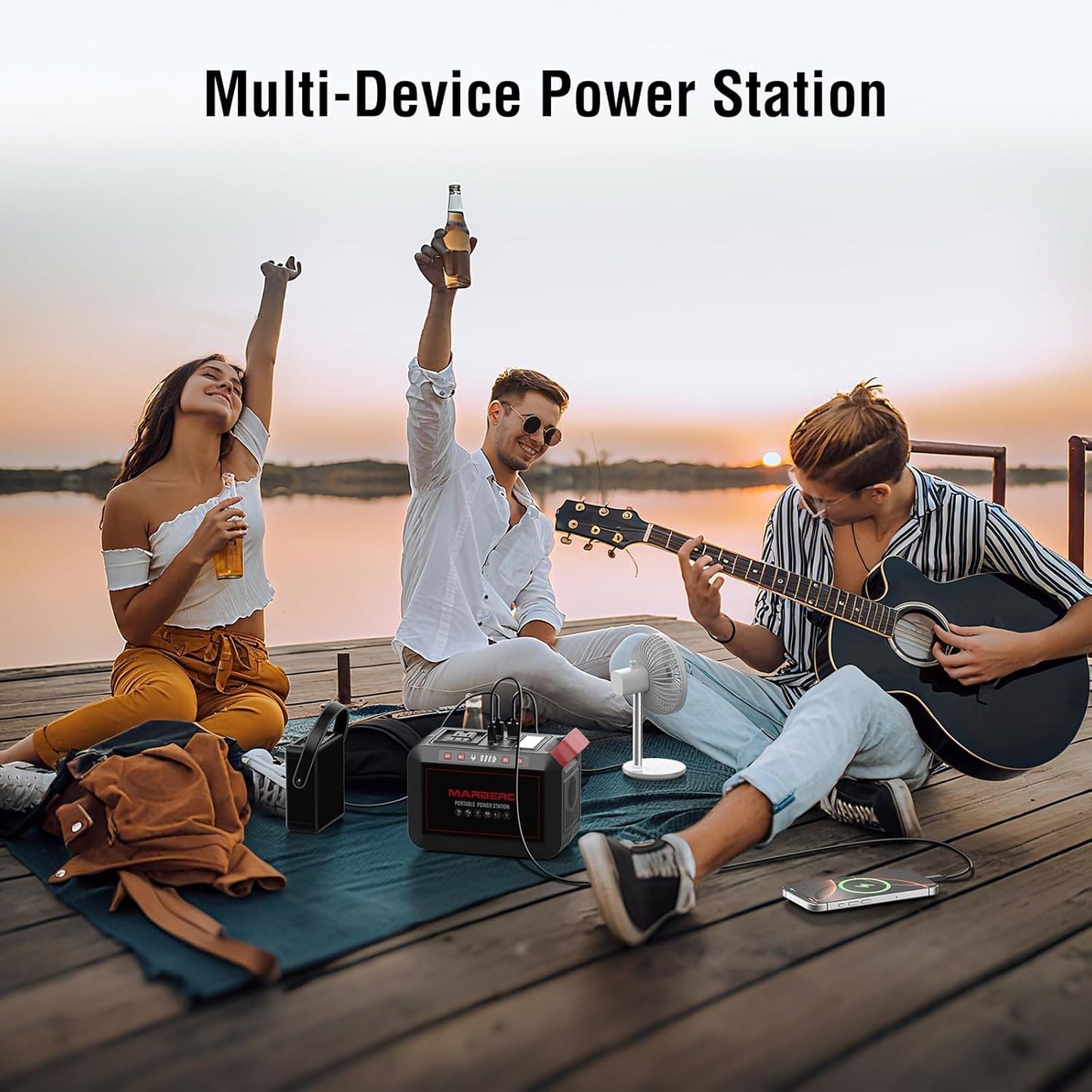 Portable Power Station 300W MARBERO 237Wh Camping Solar Generator Backup Lithium Battery with Pure Sine Wave 110V AC Outlet, USB C, USB A, DC for Outdoors Camping CPAP Home Blackout Emergency