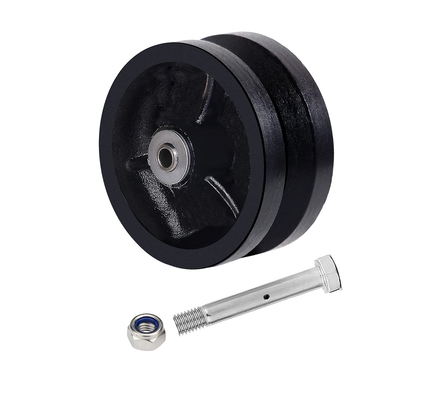 Handsammu 4"x 1.5" V-Groove Wheel - cast Iron Wheel,Capacity up to 600 Lb. Use for Slide Gate,Rolling Door with V-Track（1 Black Wheel）