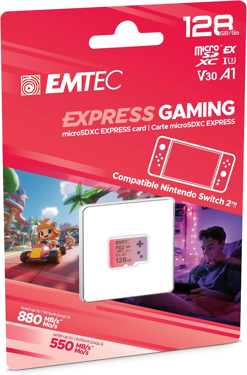 Emtec 128GB 7.1 880MB/s 700MB/s 2, 4K Express Gaming microSD, microSD Express PCIe NVMe, Up to Read, Write, SSD-Level