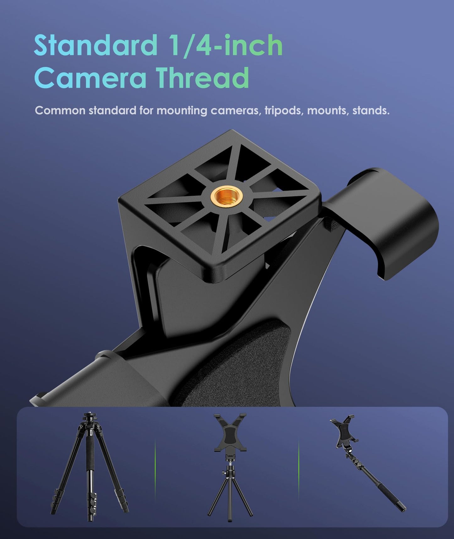 6amLifestyle iPad Tripod Mount Adapter with 360° Rotatable Ball Head, iPad Holder for Tripod, Fits 5" to 11" Tablets for Video Recording, Compatible with Mini, Air, Pro 9.7/10.5/11